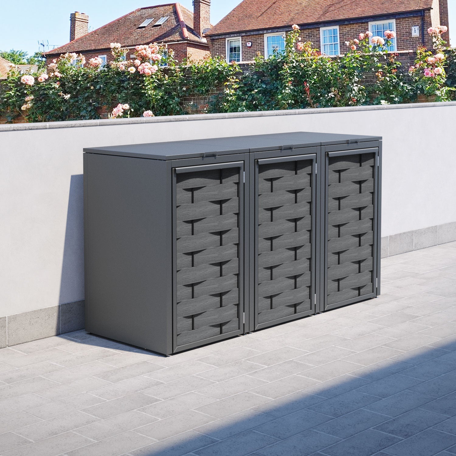 Grey 3 Bin Store with Ripple Door Slat
