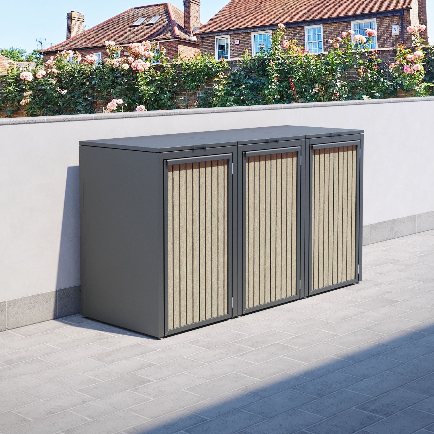 Grey 3 Bin Store with Virtis Door Slat
