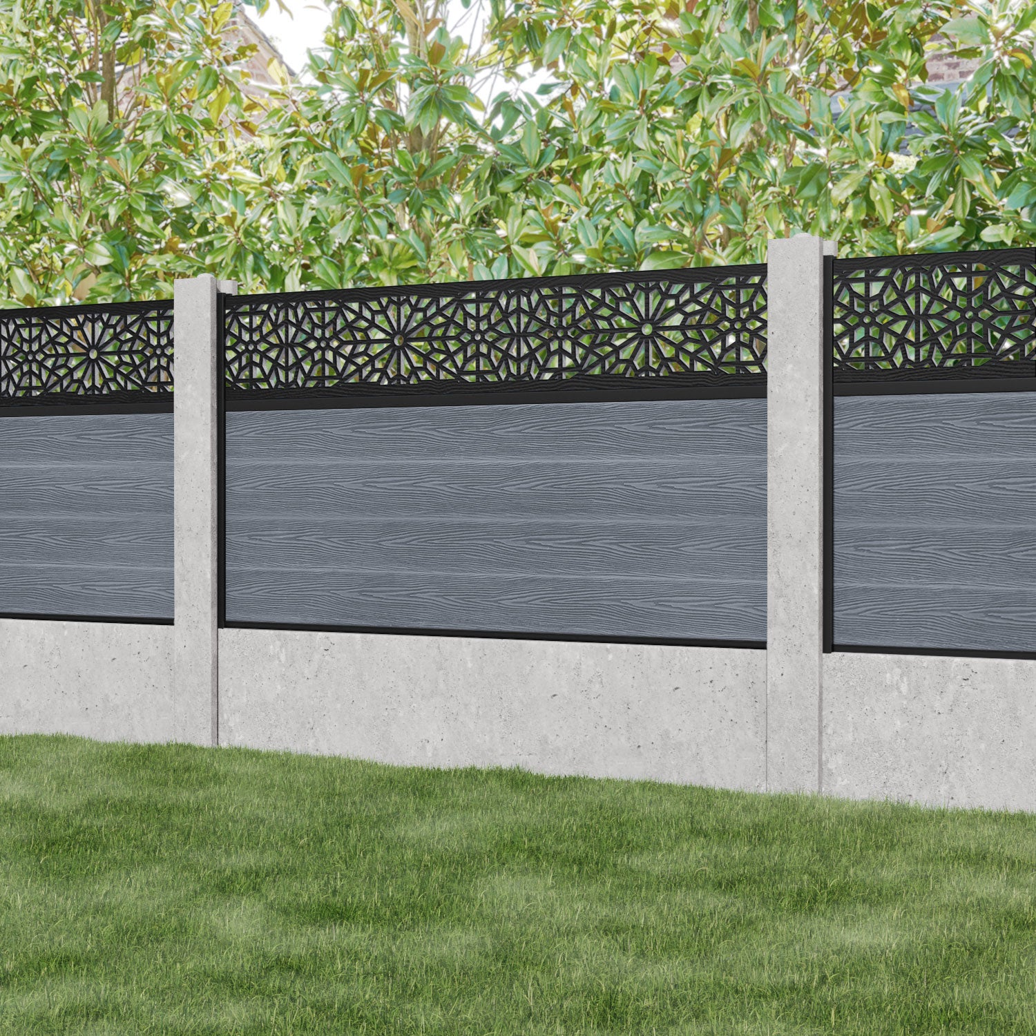 Classic Alnara Fence Panel - Anthracite - for existing concrete posts