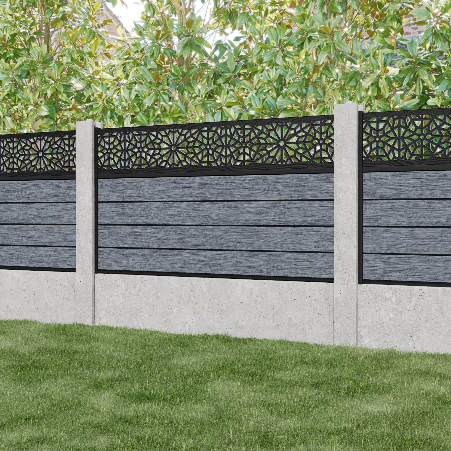 Fusion Alnara Fence Panel - Anthracite - for existing concrete posts