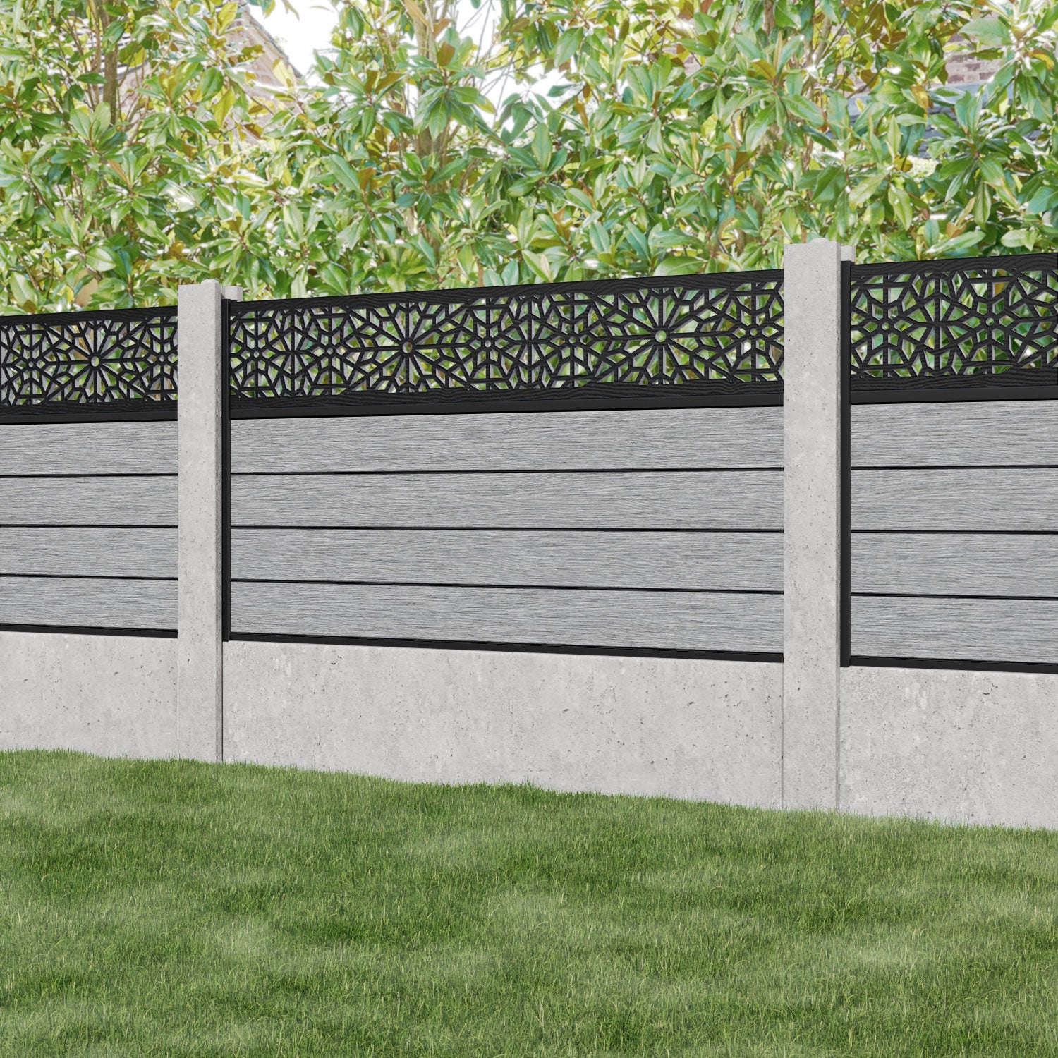 Fusion Alnara Fence Panel - Light Grey - for existing concrete posts