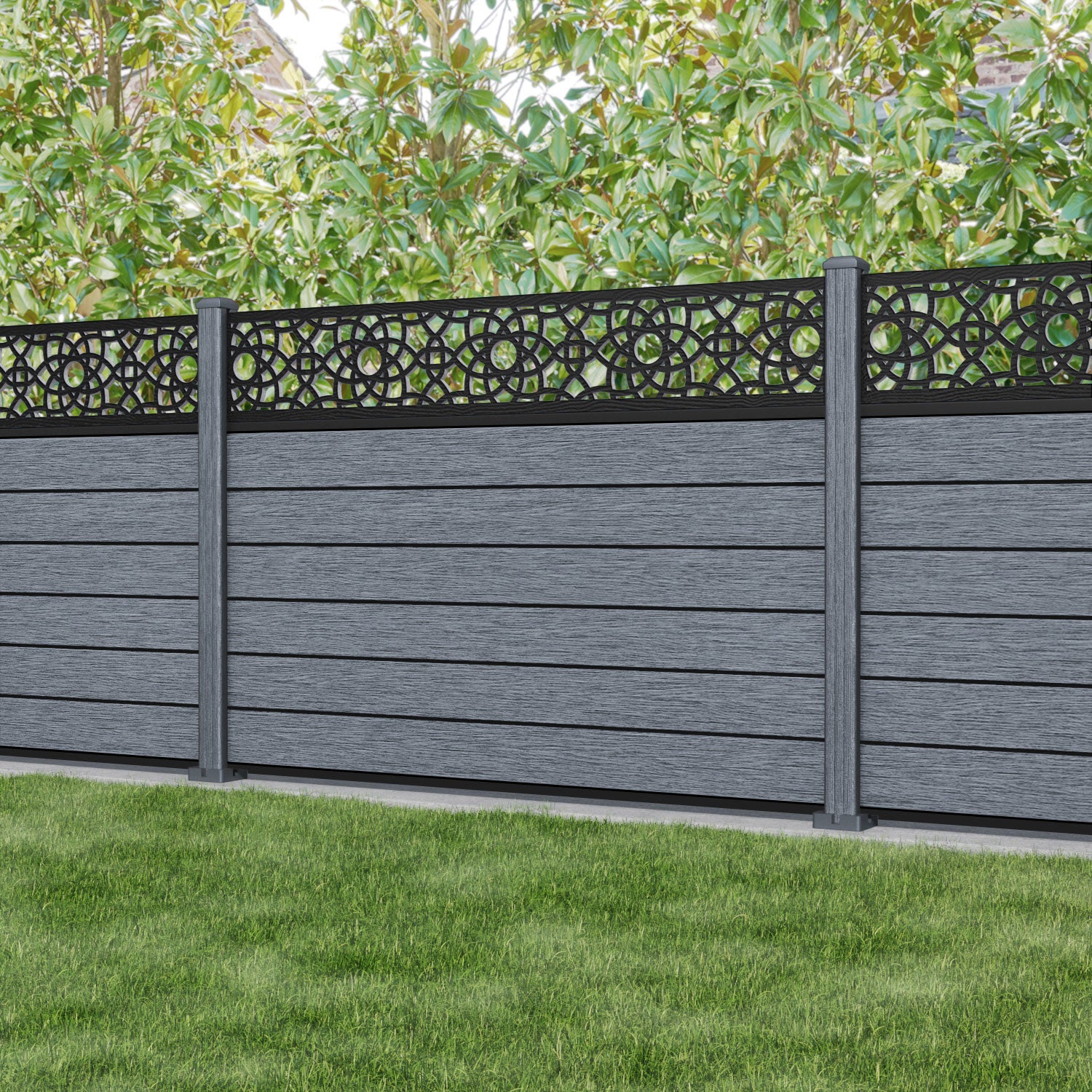 Fusion Ambar Fence Panel - Anthracite - with our composite posts