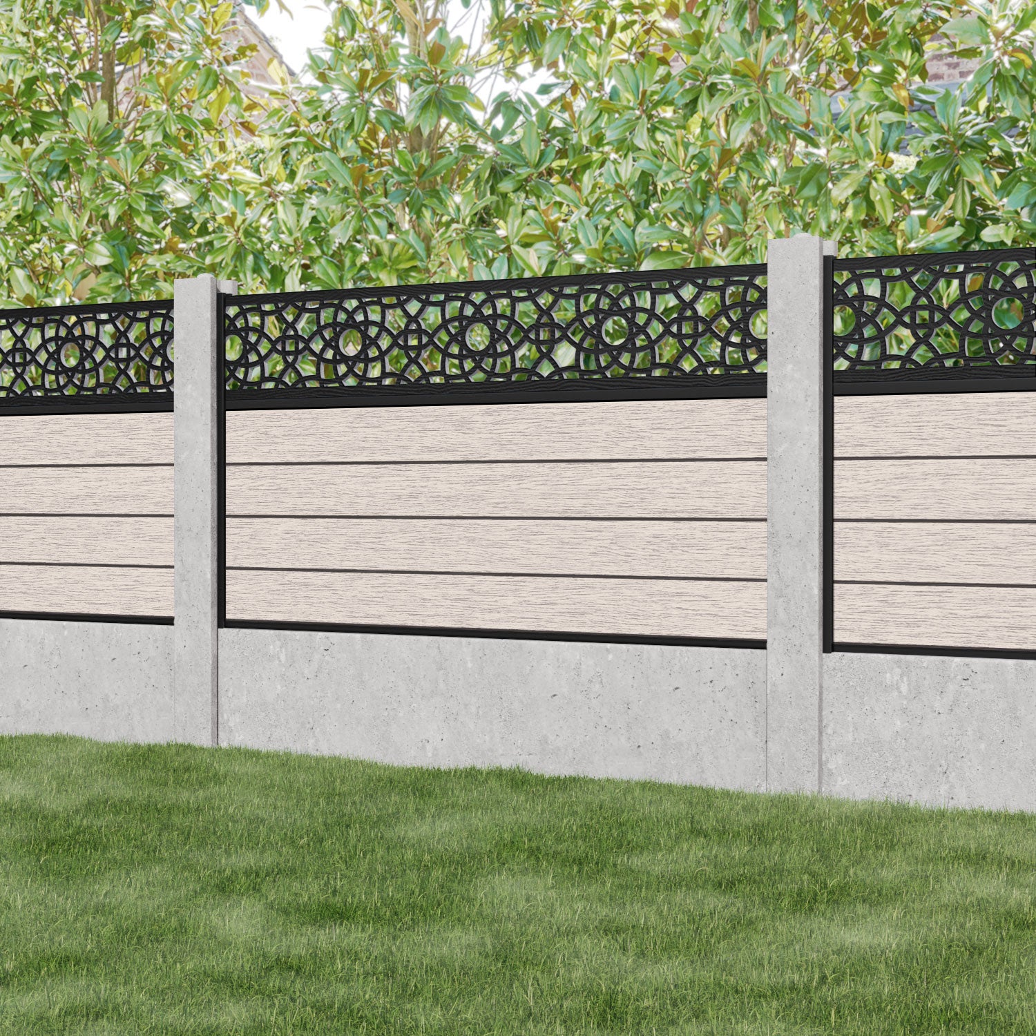 Fusion Ambar Fence Panel - Mid Stone - for existing concrete posts