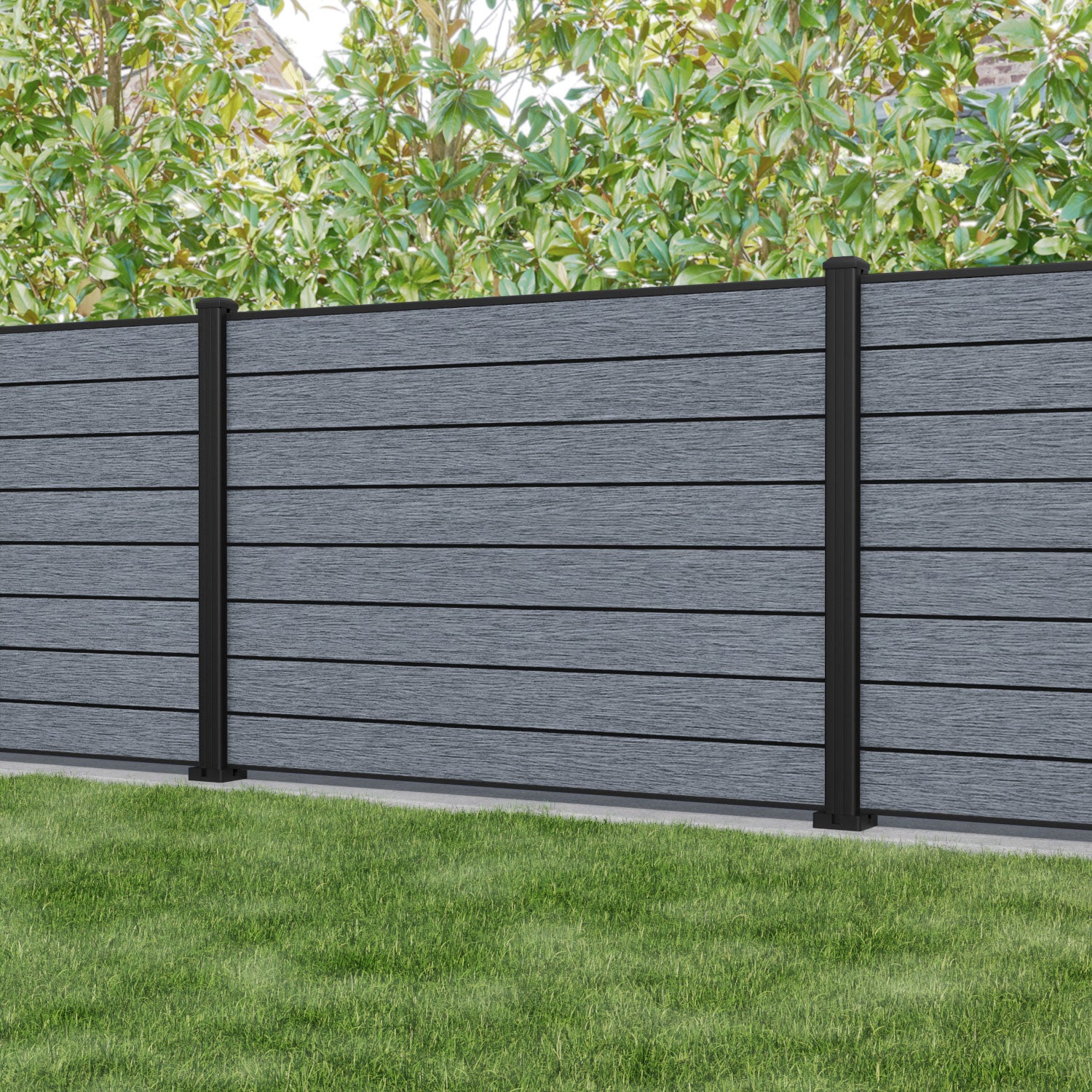 Fusion Fence Panel - Anthracite - with our aluminium posts