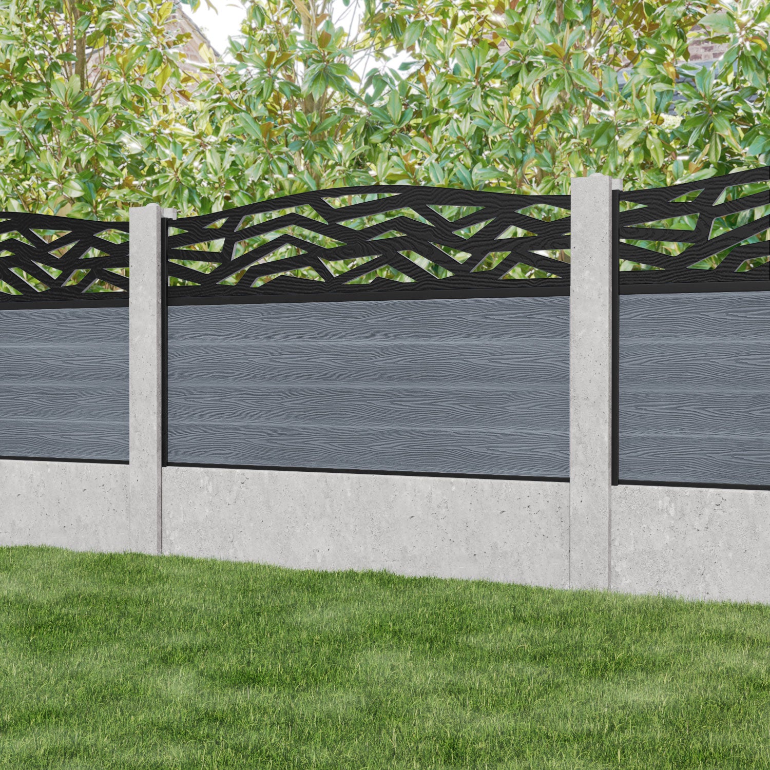 Classic Zenith Curved Top Fence Panel - Anthracite - for existing concrete posts