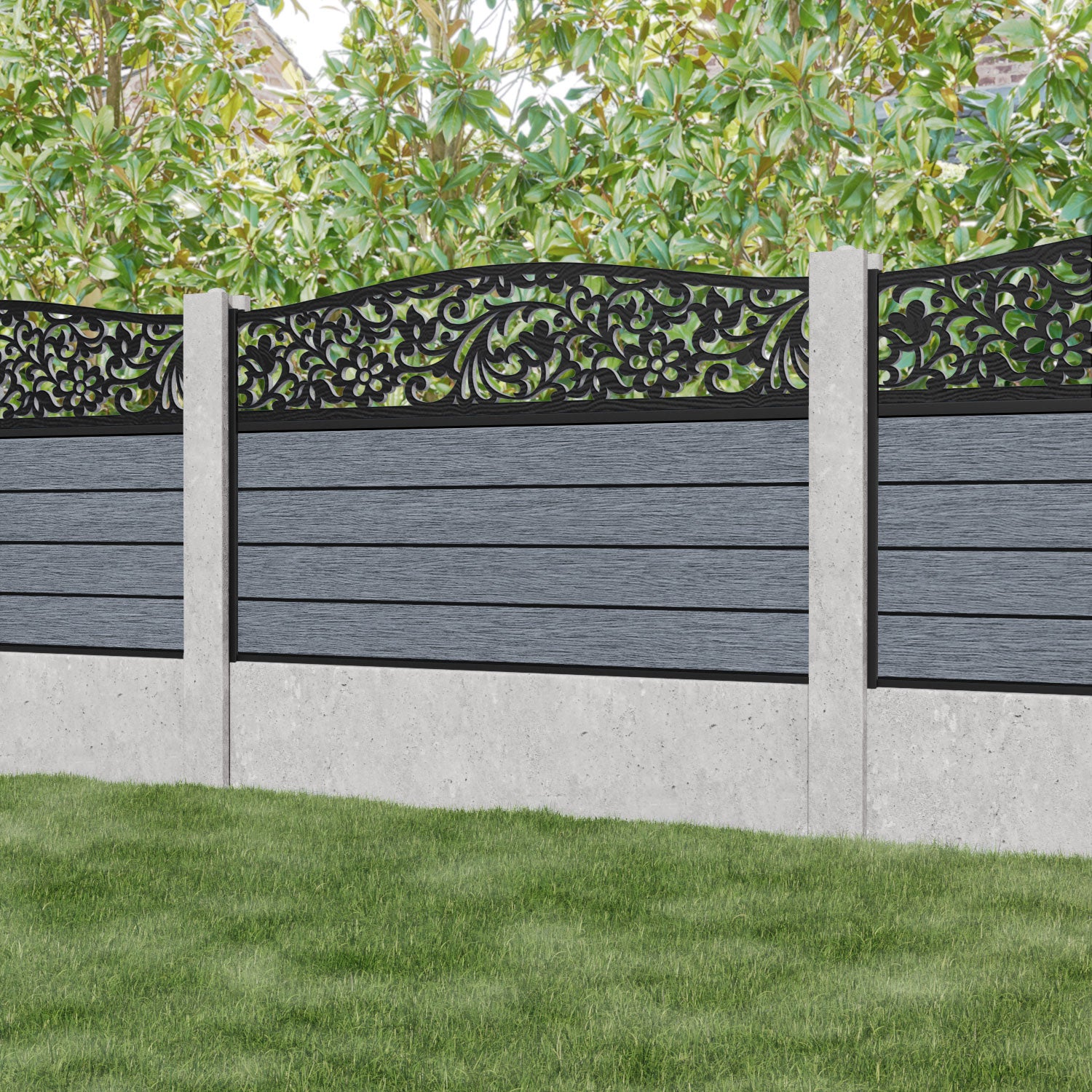 Fusion Eden Curved Top Fence Panel - Anthracite - for existing concrete posts