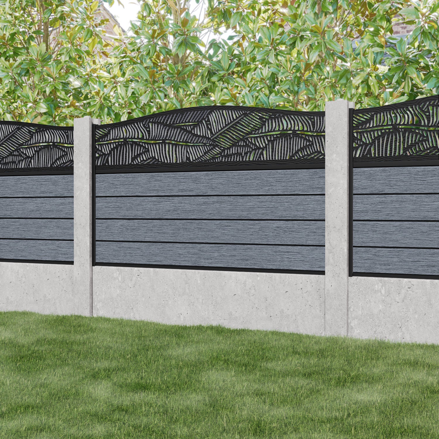 Fusion Feather Curved Top Fence Panel - Anthracite - for existing concrete posts