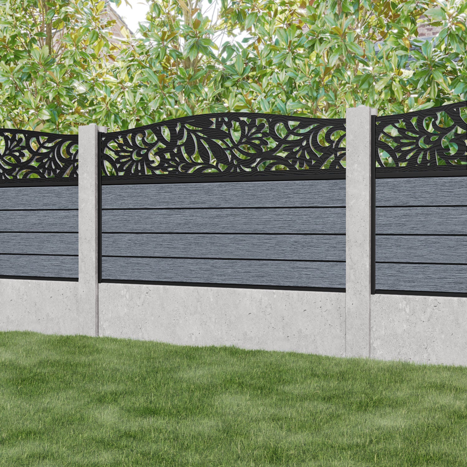 Fusion Heritage Curved Top Fence Panel - Anthracite - for existing concrete posts