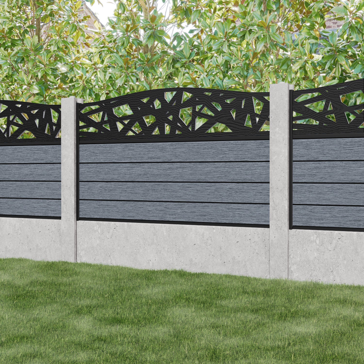 Fusion Prism Curved Top Fence Panel - Anthracite - for existing concrete posts
