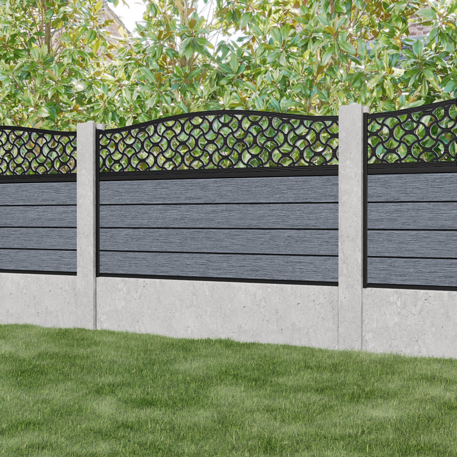 Fusion Vida Curved Top Fence Panel - Anthracite - for existing concrete posts