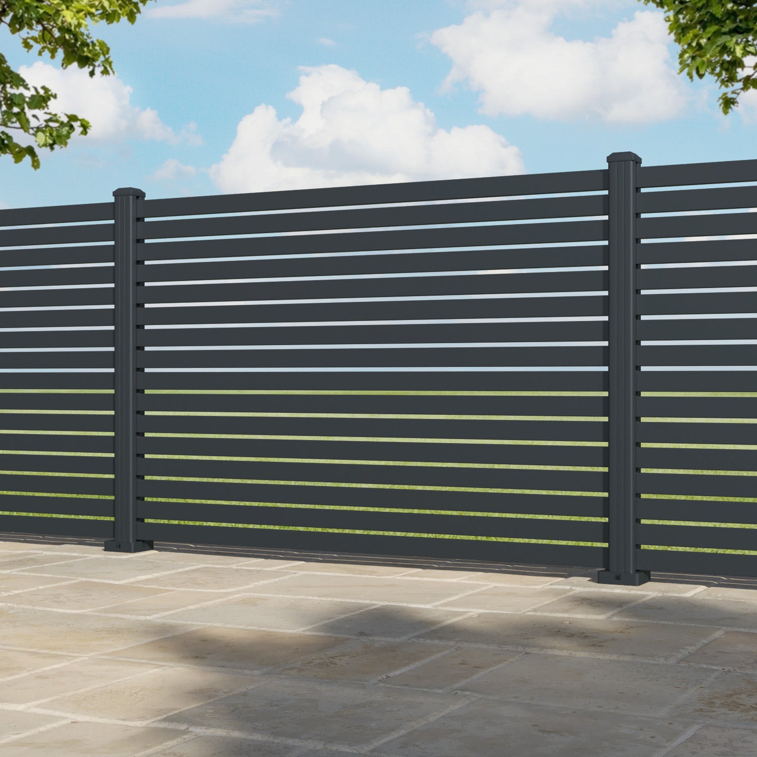 Aria Aluminium Fence Panel - Anthracite - with our aluminium posts