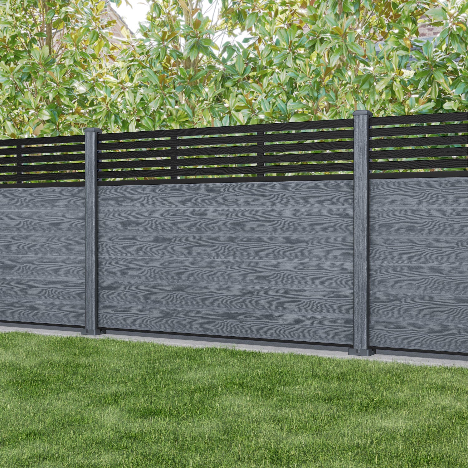 Classic Aspen Fence Panel - Anthracite - with our composite posts