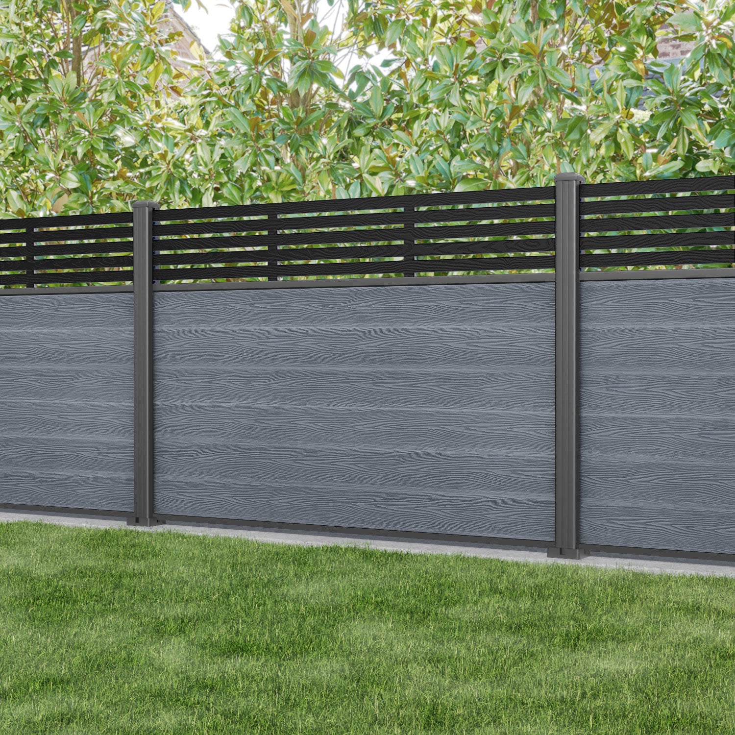 Classic Aspen Fence Panel - Anthracite - with our aluminium posts