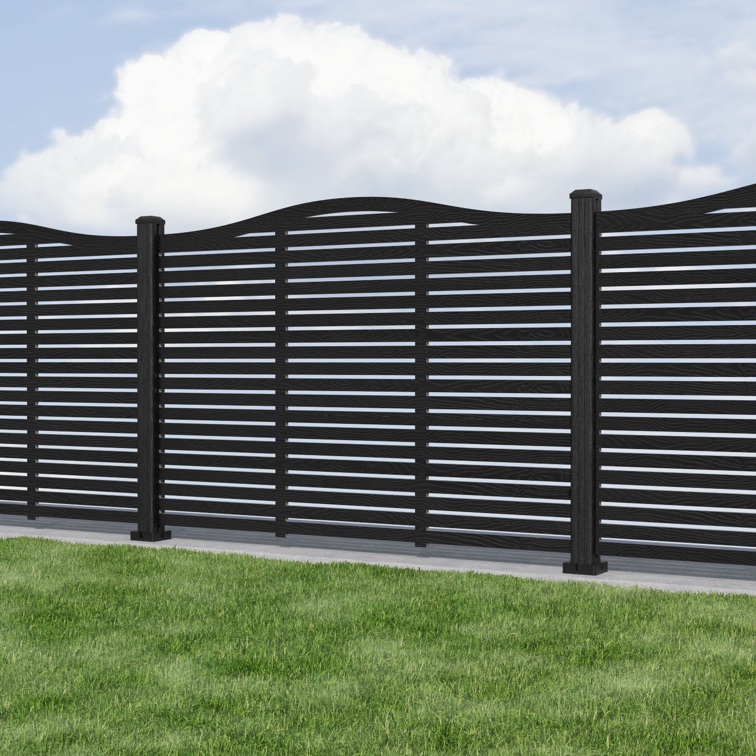 Aspen Curved Top Composite Fence Panel - with our composite posts