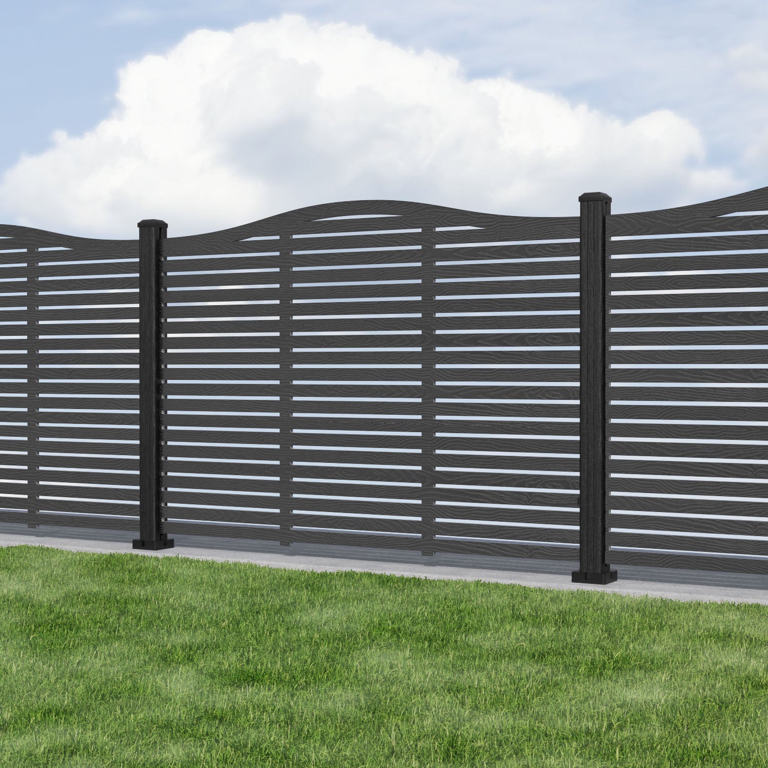 Aspen Curved Top Composite Fence Panel - with our composite posts