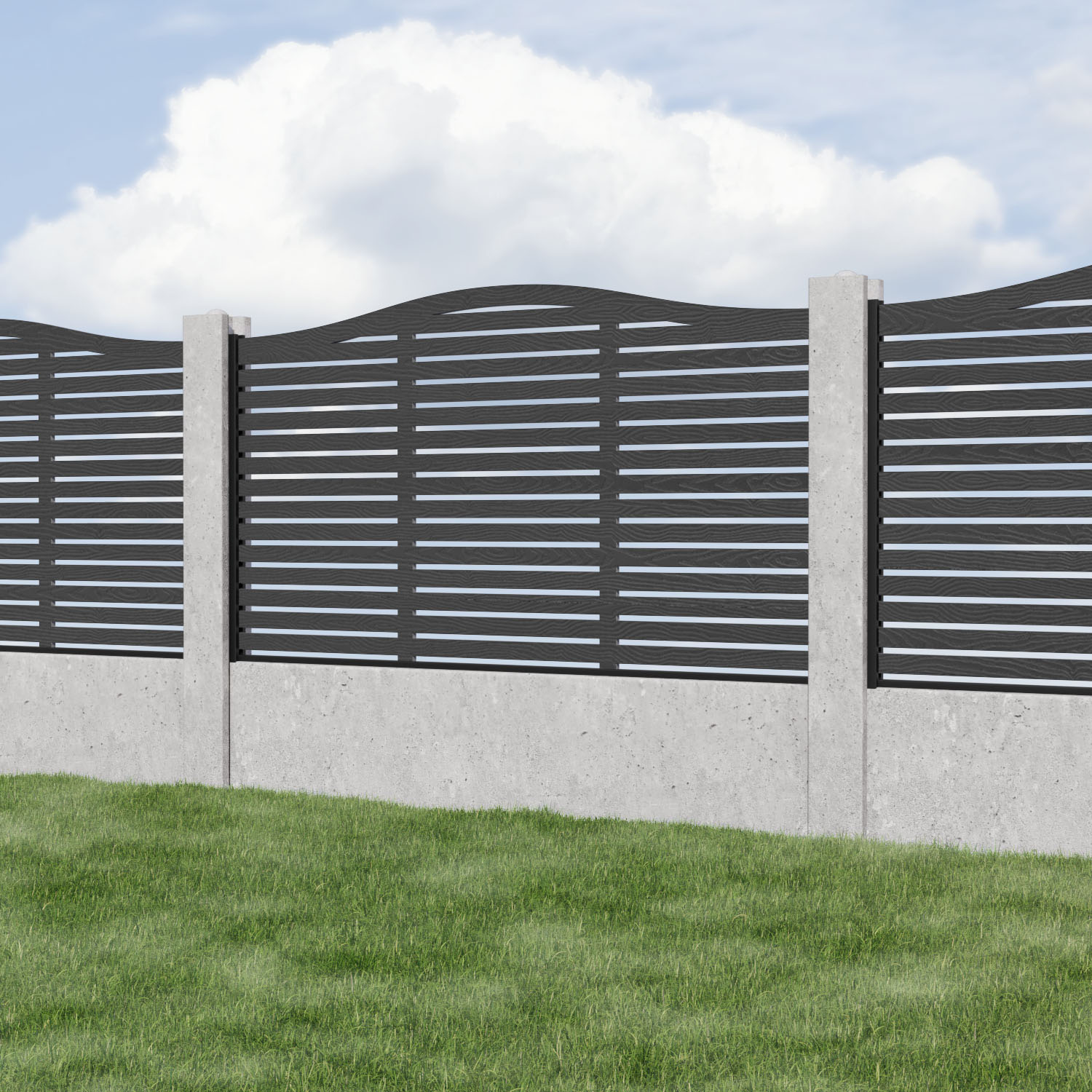 Aspen Curved Top Composite Fence Panel - for existing concrete posts