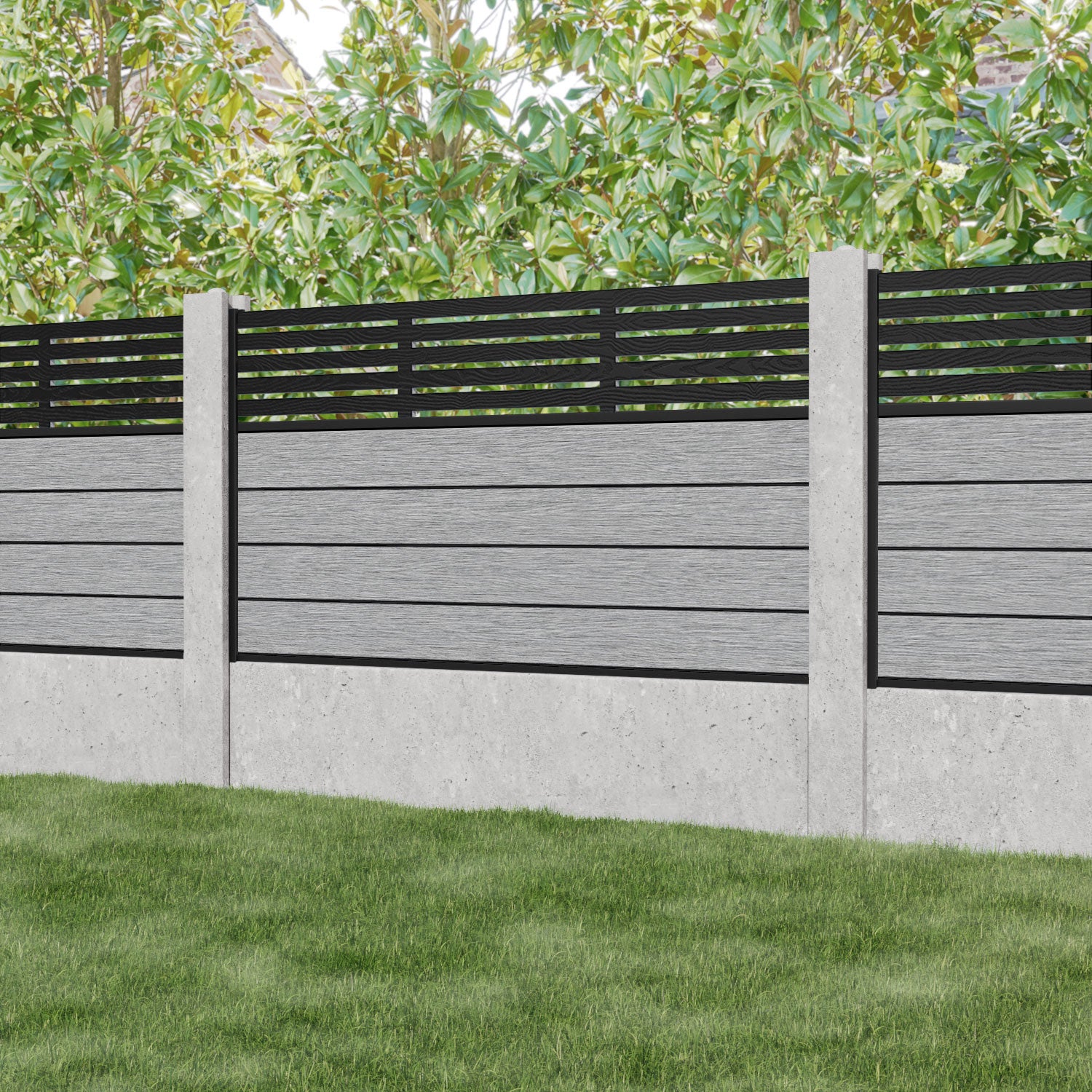 Fusion Aspen Fence Panel - Light Grey - for existing concrete posts