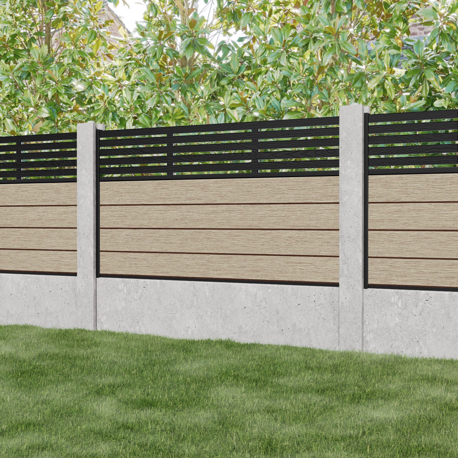 Fusion Aspen Fence Panel - Light Oak - for existing concrete posts