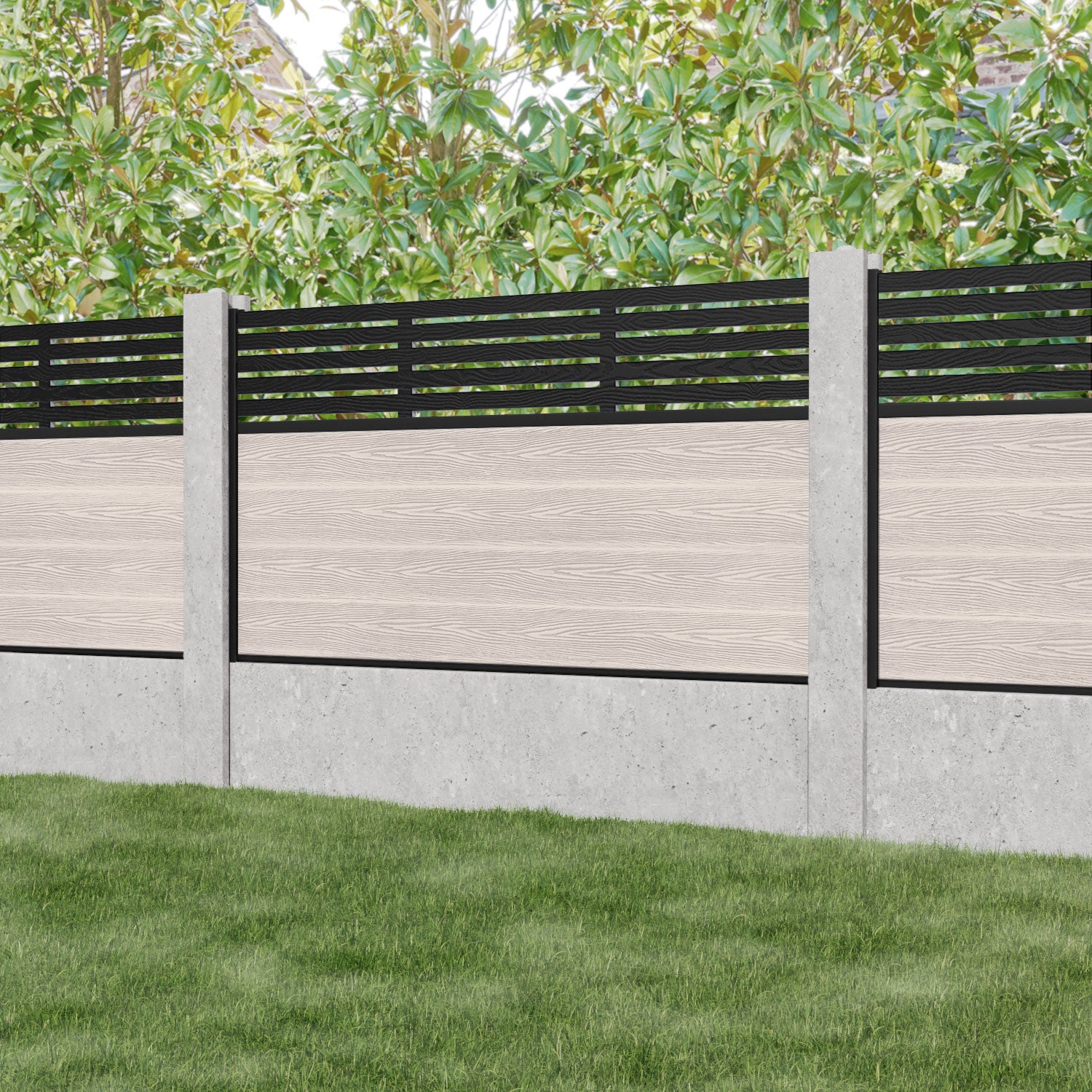 Classic Aspen Fence Panel - Mid Stone - for existing concrete posts