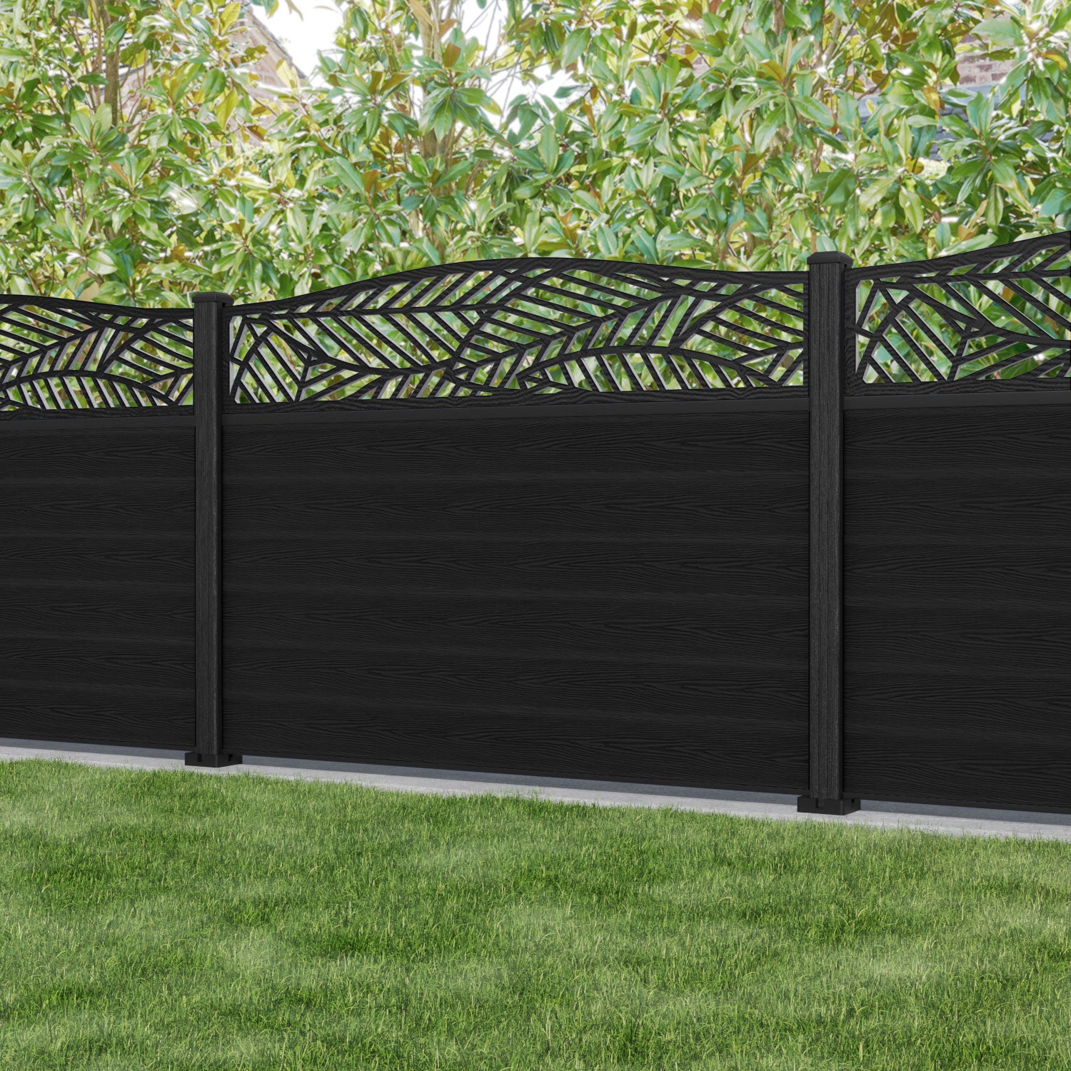 Classic Habitat Curved Top Fence Panel - Black - with our composite posts