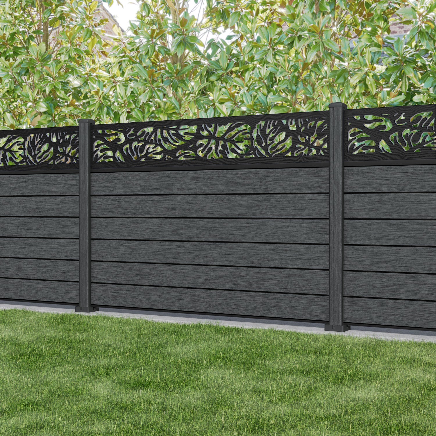 Fusion Botanic Fence Panel - Dark Grey - with our composite posts