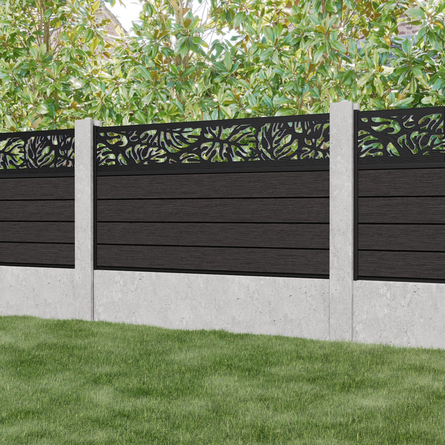 Fusion Botanic Fence Panel - Dark Oak - for existing concrete posts
