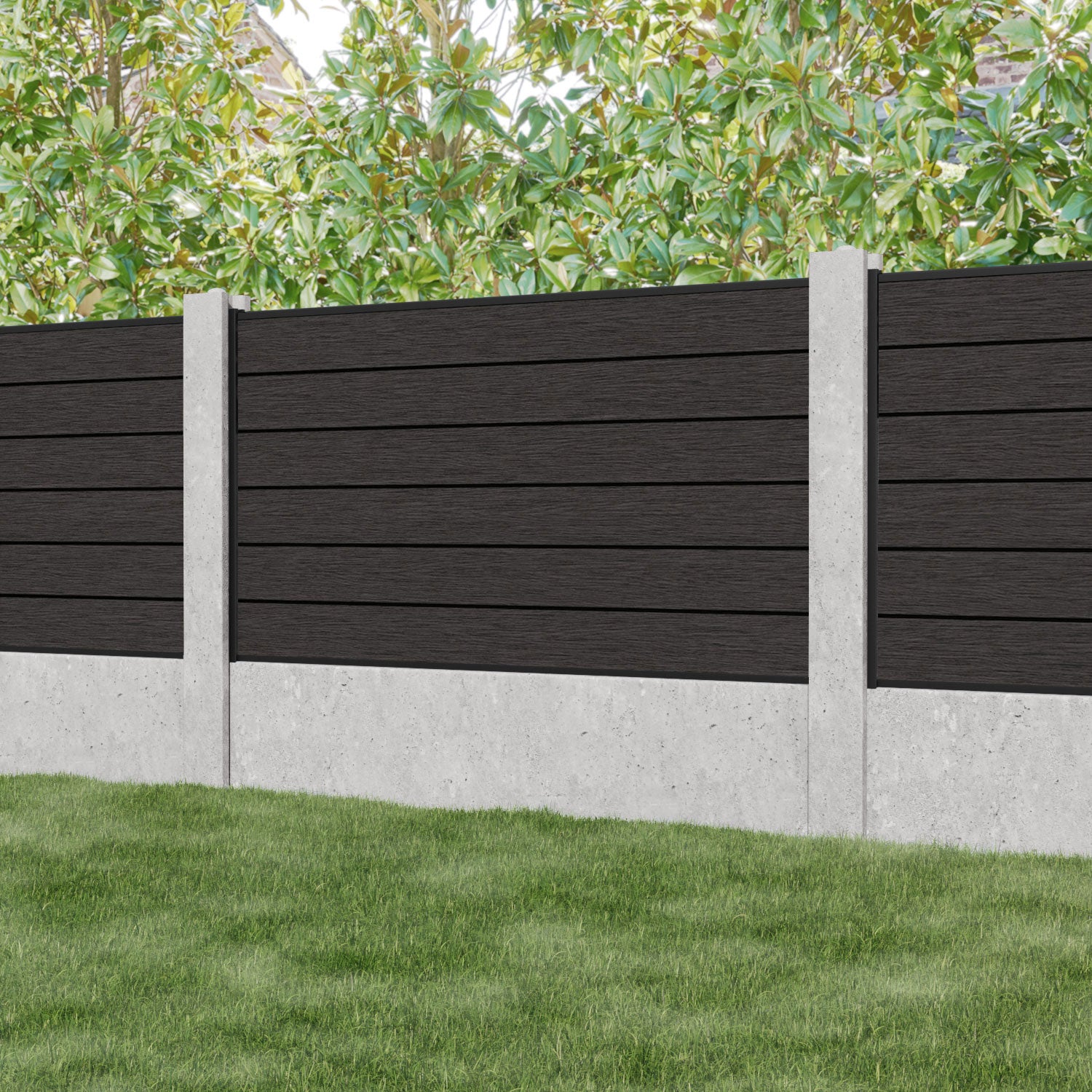 Fusion Fence Panel - Dark Oak - for existing concrete posts