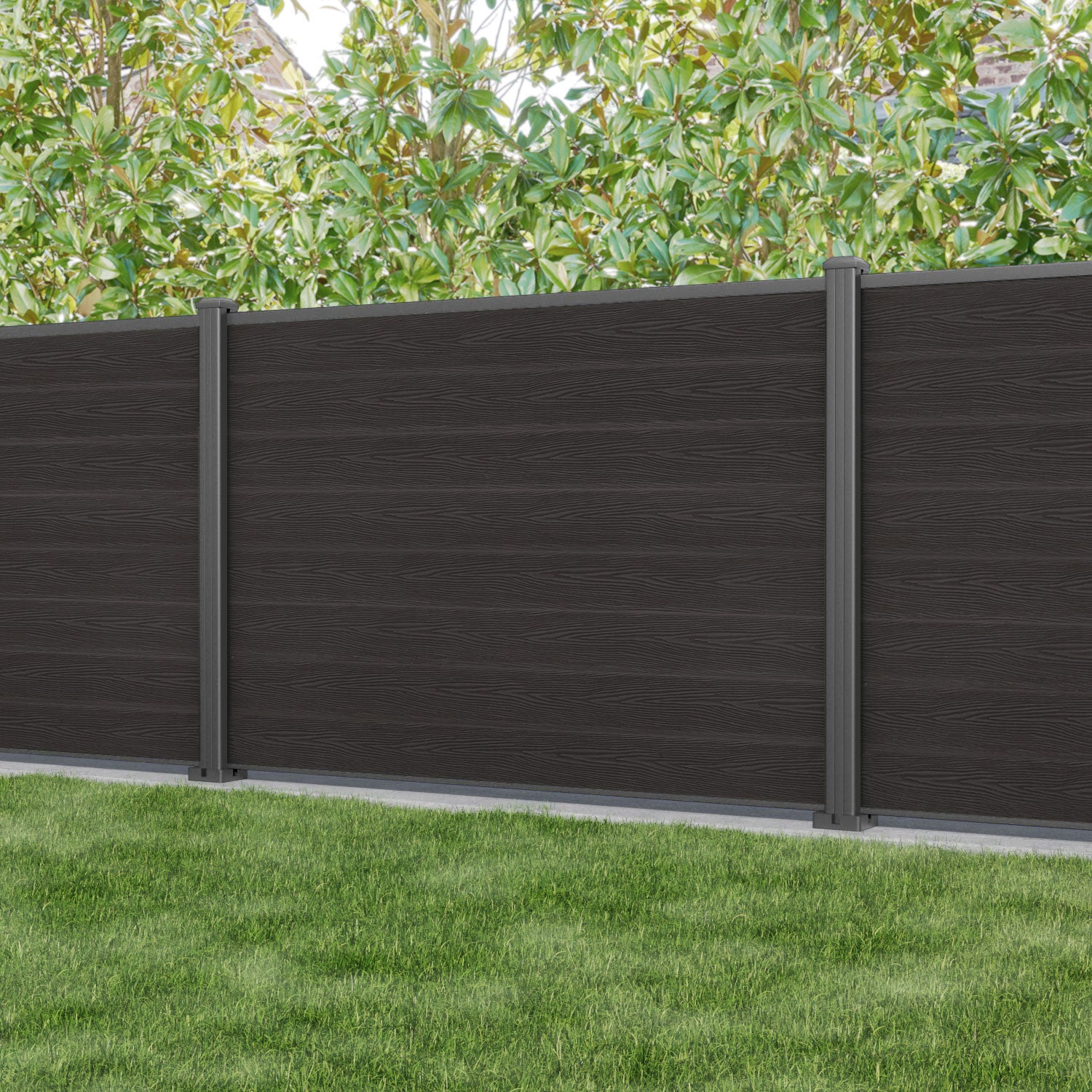 Classic Fence Panel - Dark Oak - with our aluminium posts