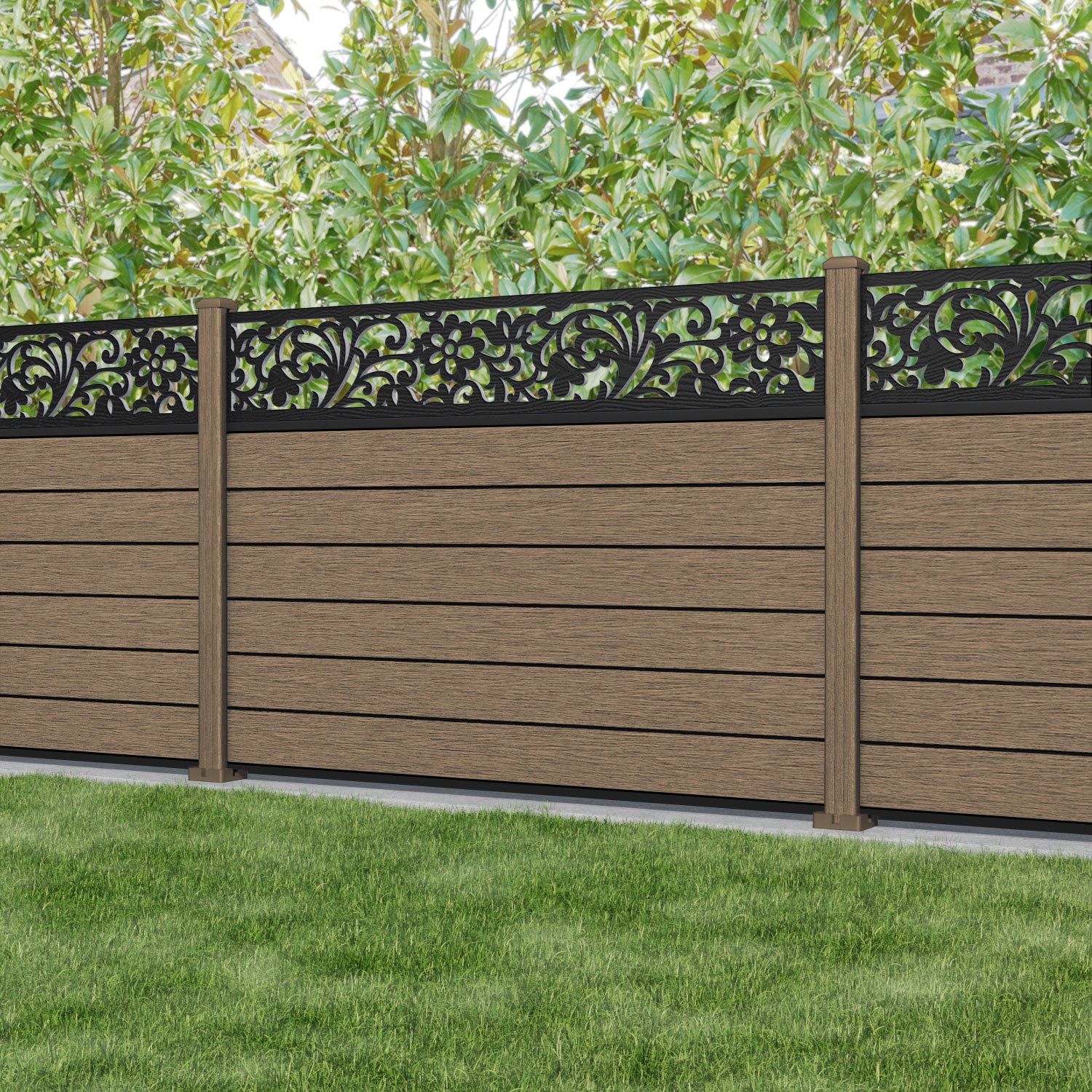 Fusion Eden Fence Panel - Teak - with our composite posts