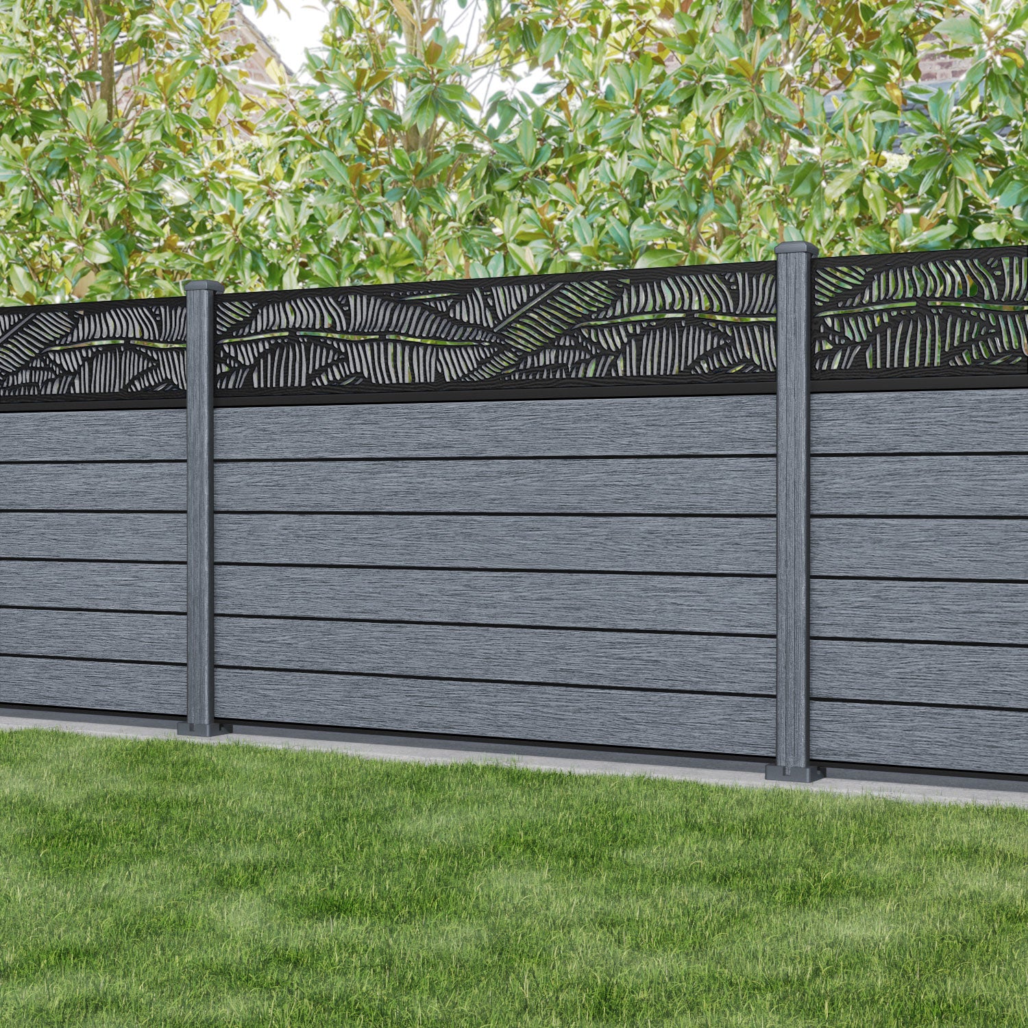 Fusion Feather Fence Panel - Anthracite - with our composite posts