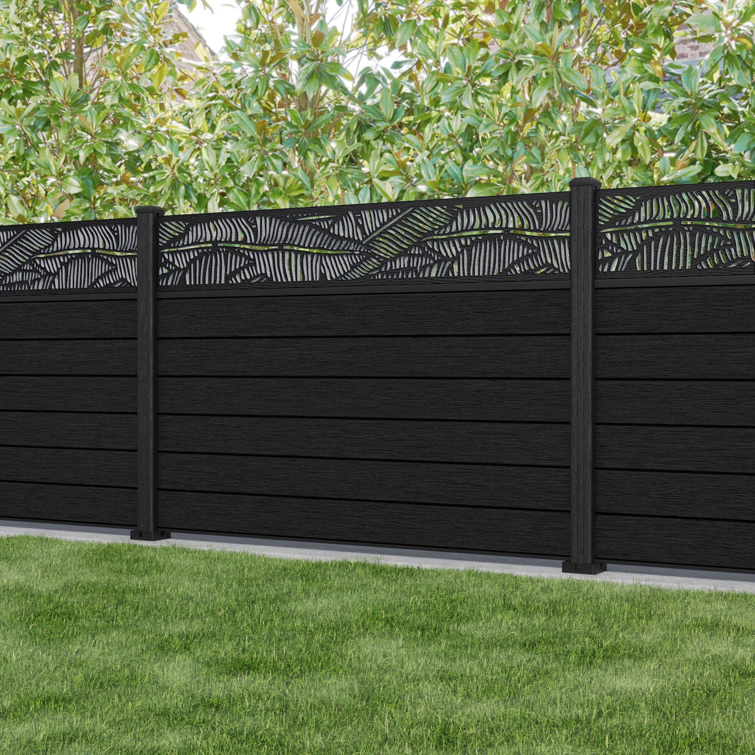 Fusion Feather Fence Panel - Black - with our composite posts