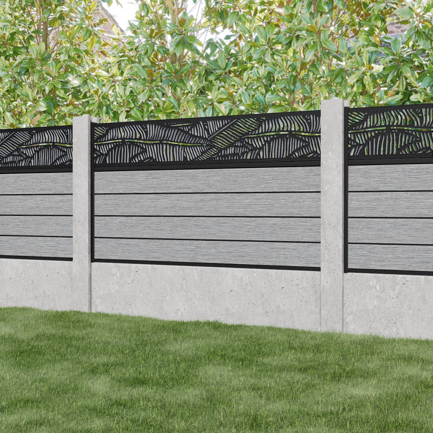Fusion Feather Fence Panel - Light Grey - for existing concrete posts