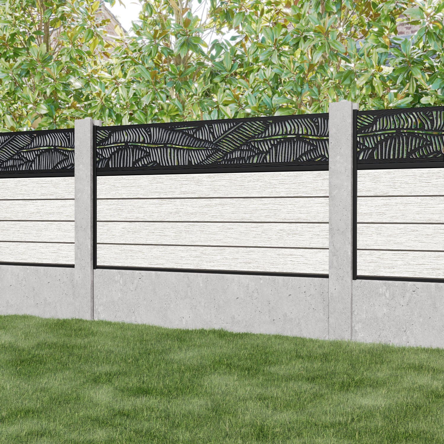 Fusion Feather Fence Panel - Light Stone - for existing concrete posts
