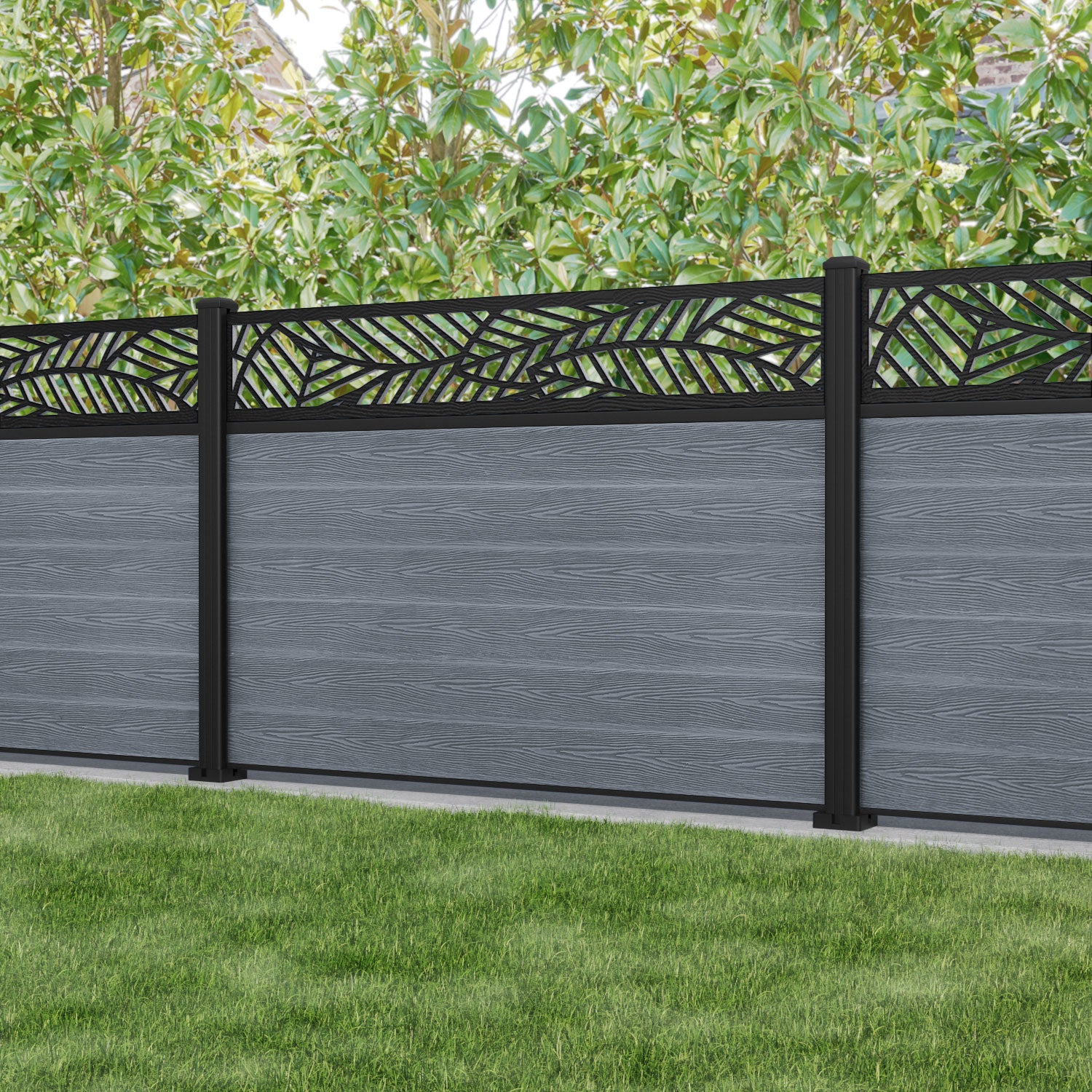 Classic Habitat Fence Panel - Anthracite - with our aluminium posts