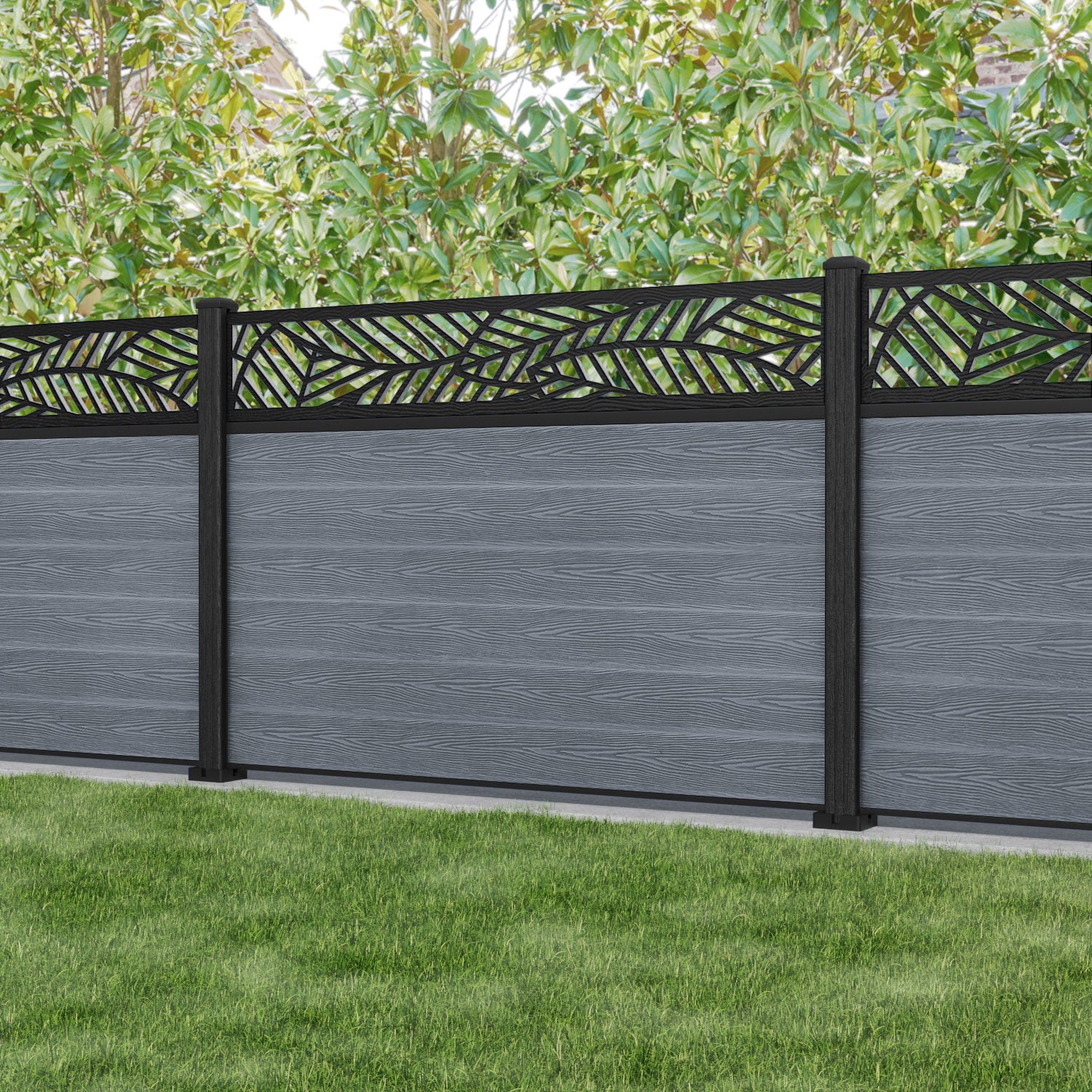 Classic Habitat Fence Panel - Anthracite - with our composite posts
