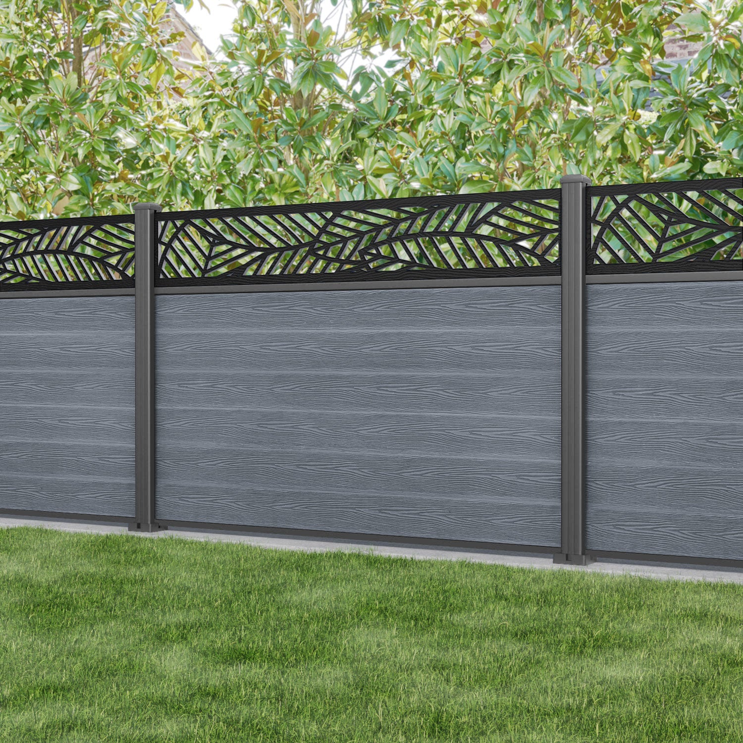 Classic Habitat Fence Panel - Anthracite - with our aluminium posts