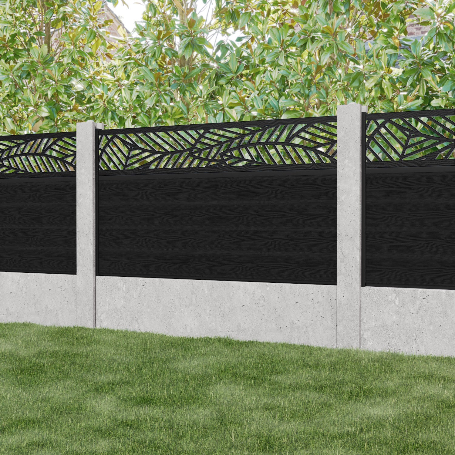 Classic Habitat Fence Panel - Black - for existing concrete posts