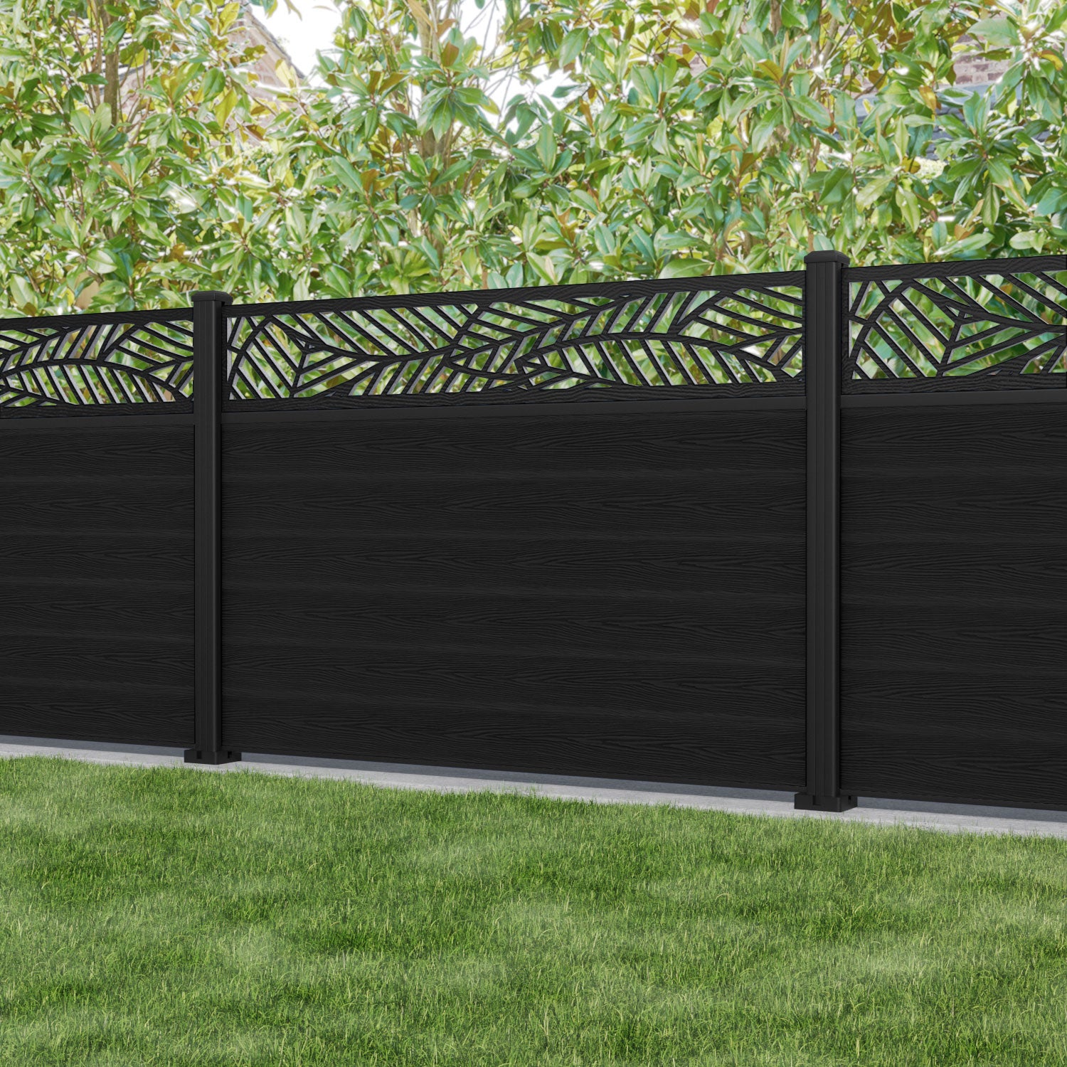 Classic Habitat Fence Panel - Black - with our aluminium posts