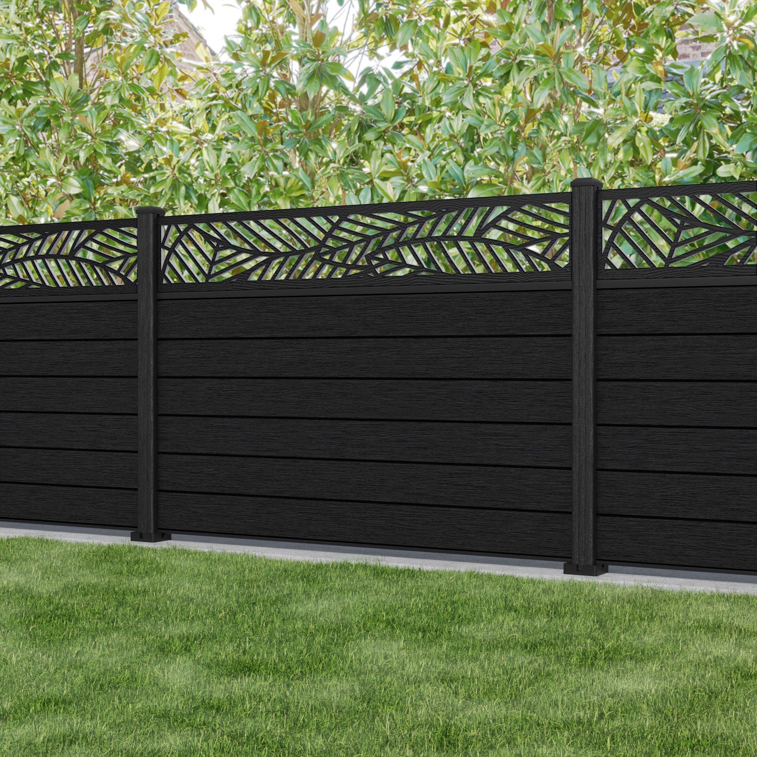 Fusion Habitat Fence Panel - Black - with our composite posts