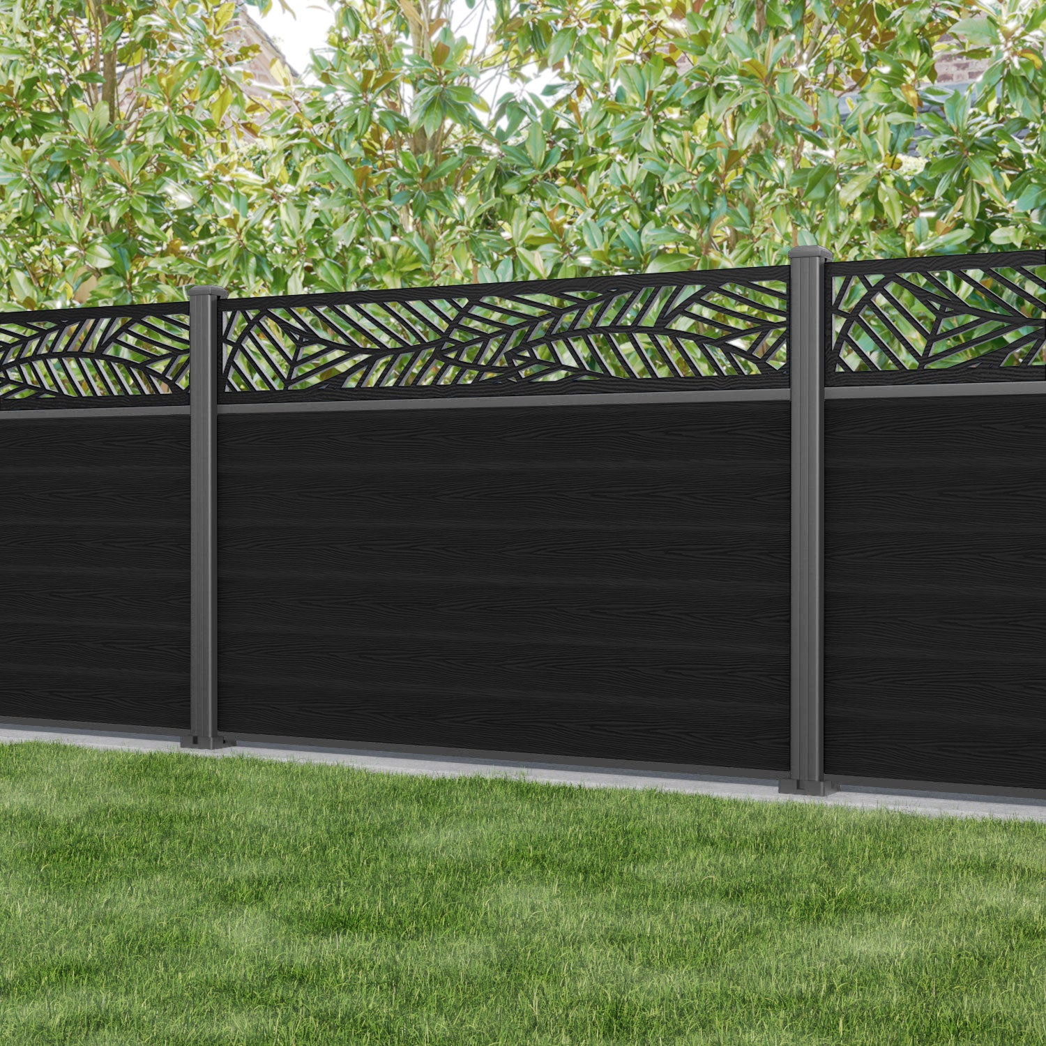 Classic Habitat Fence Panel - Black - with our aluminium posts