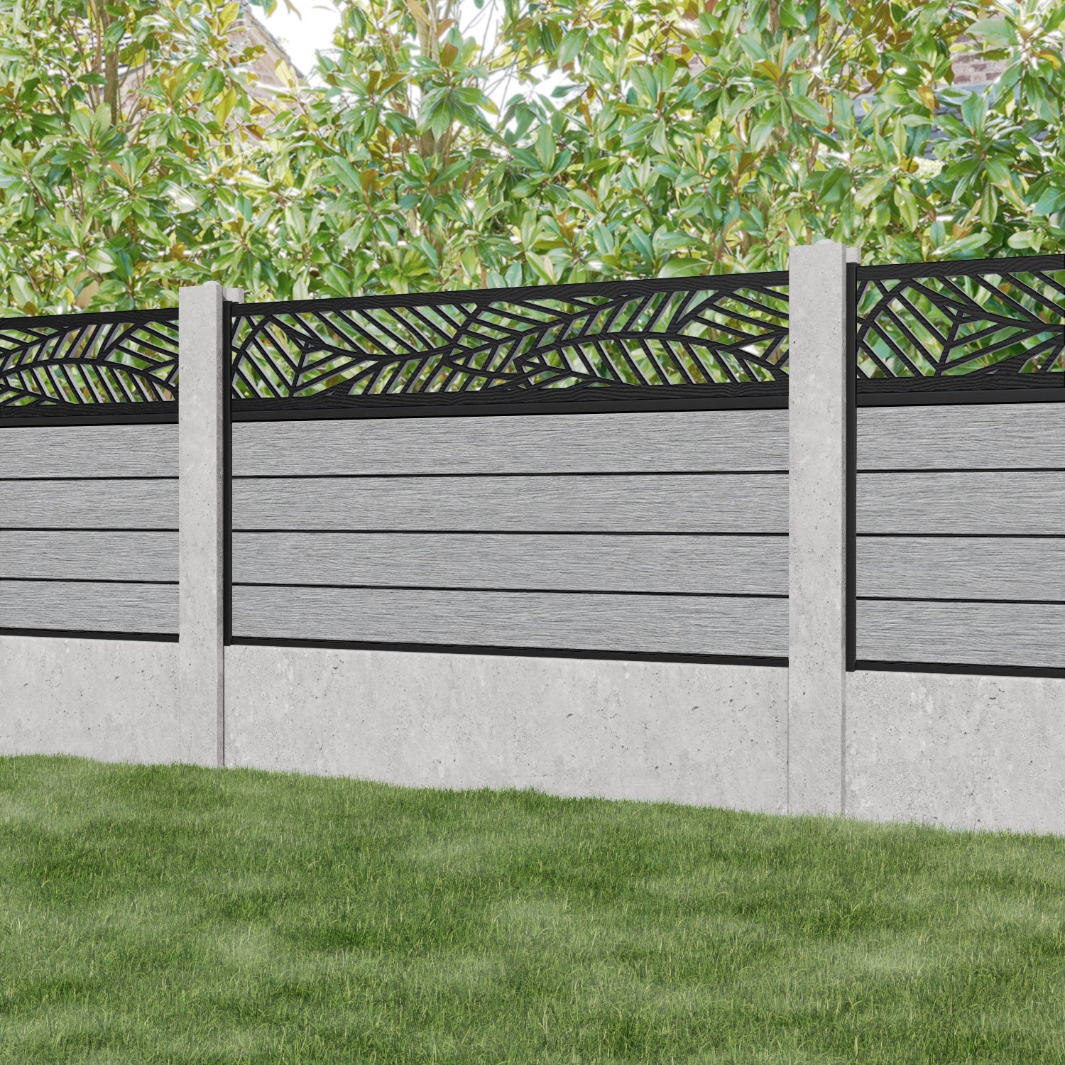 Fusion Habitat Fence Panel - Light Grey - for existing concrete posts