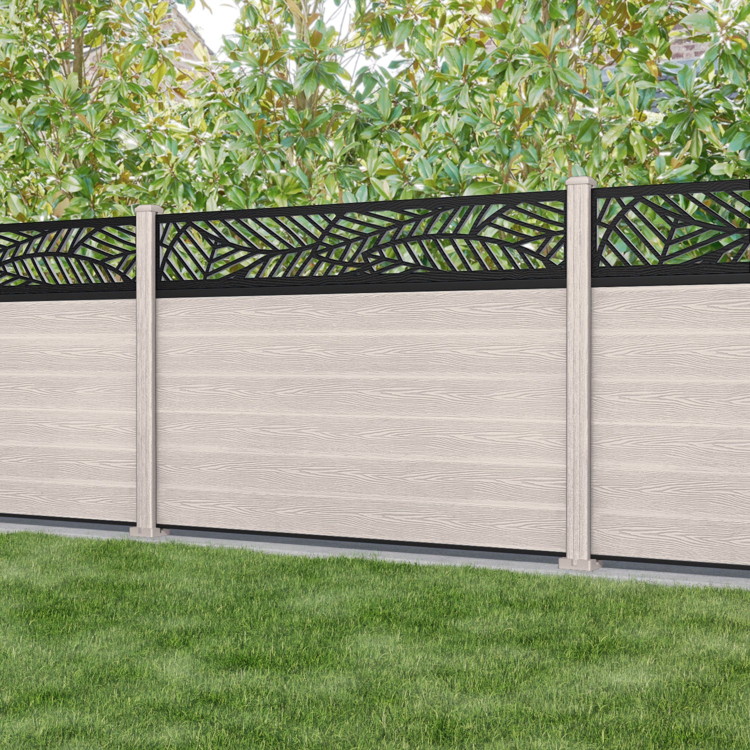 Classic Habitat Fence Panel - Mid Stone - with our composite posts