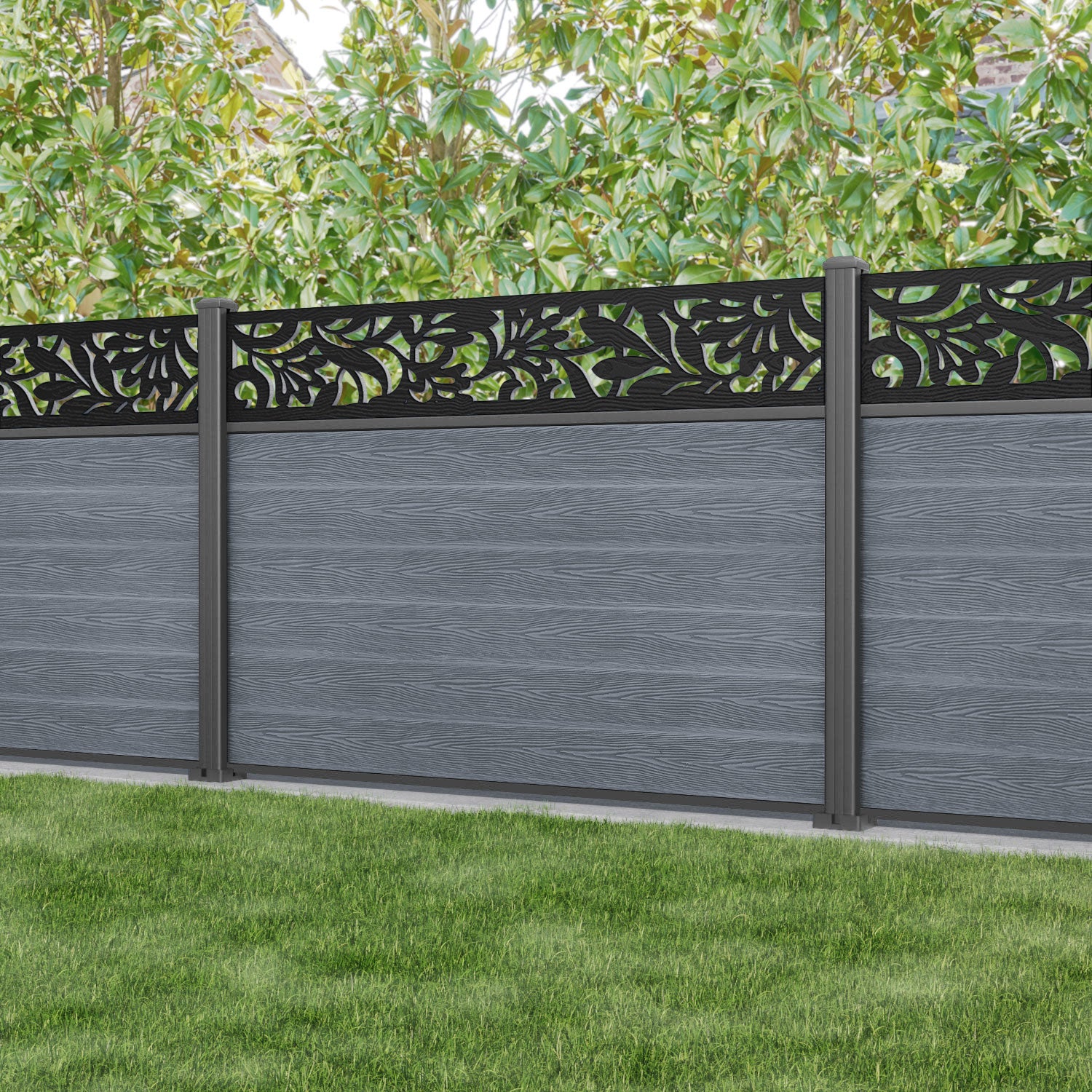 Classic Heritage Fence Panel - Anthracite - with our aluminium posts