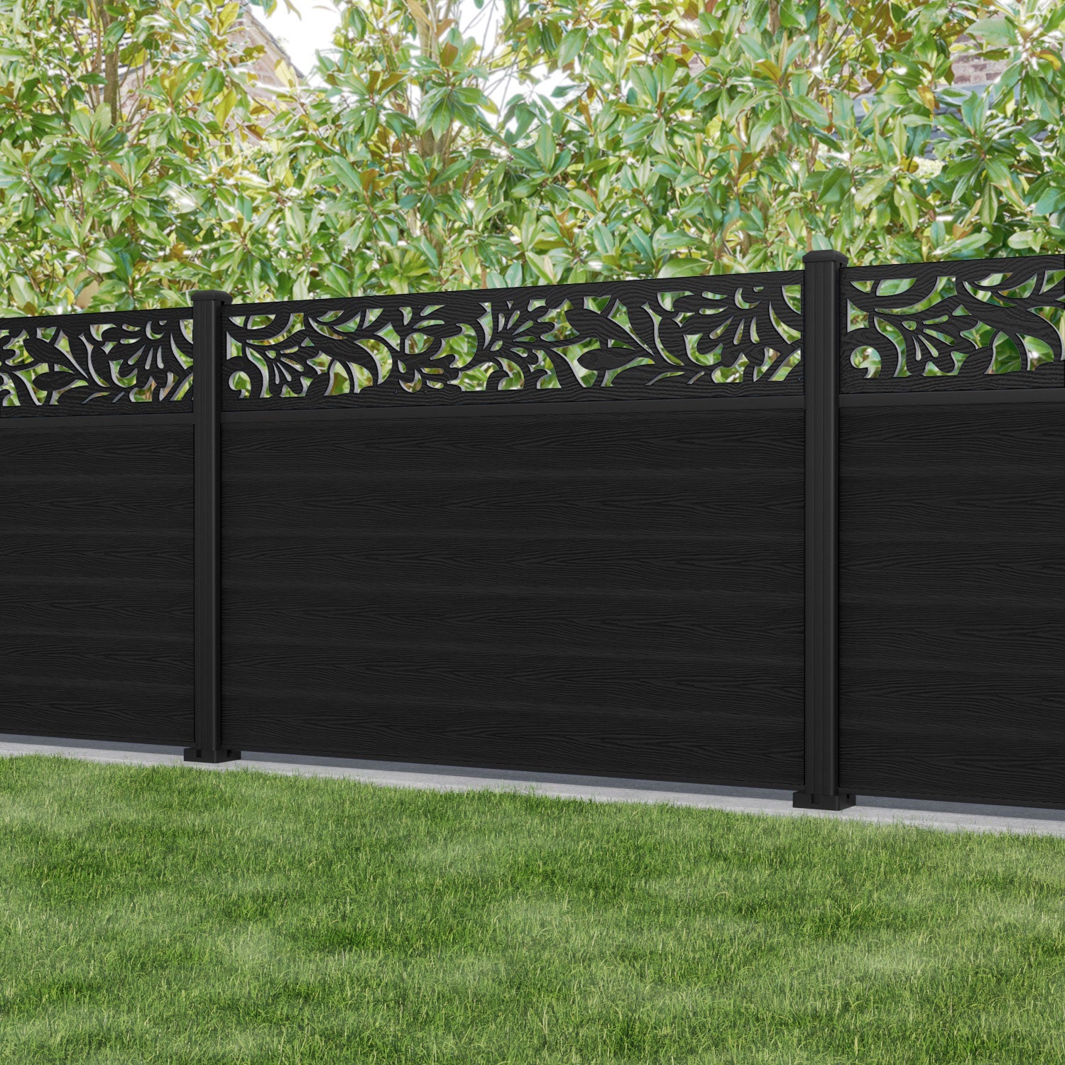 Classic Heritage Fence Panel - Black - with our aluminium posts