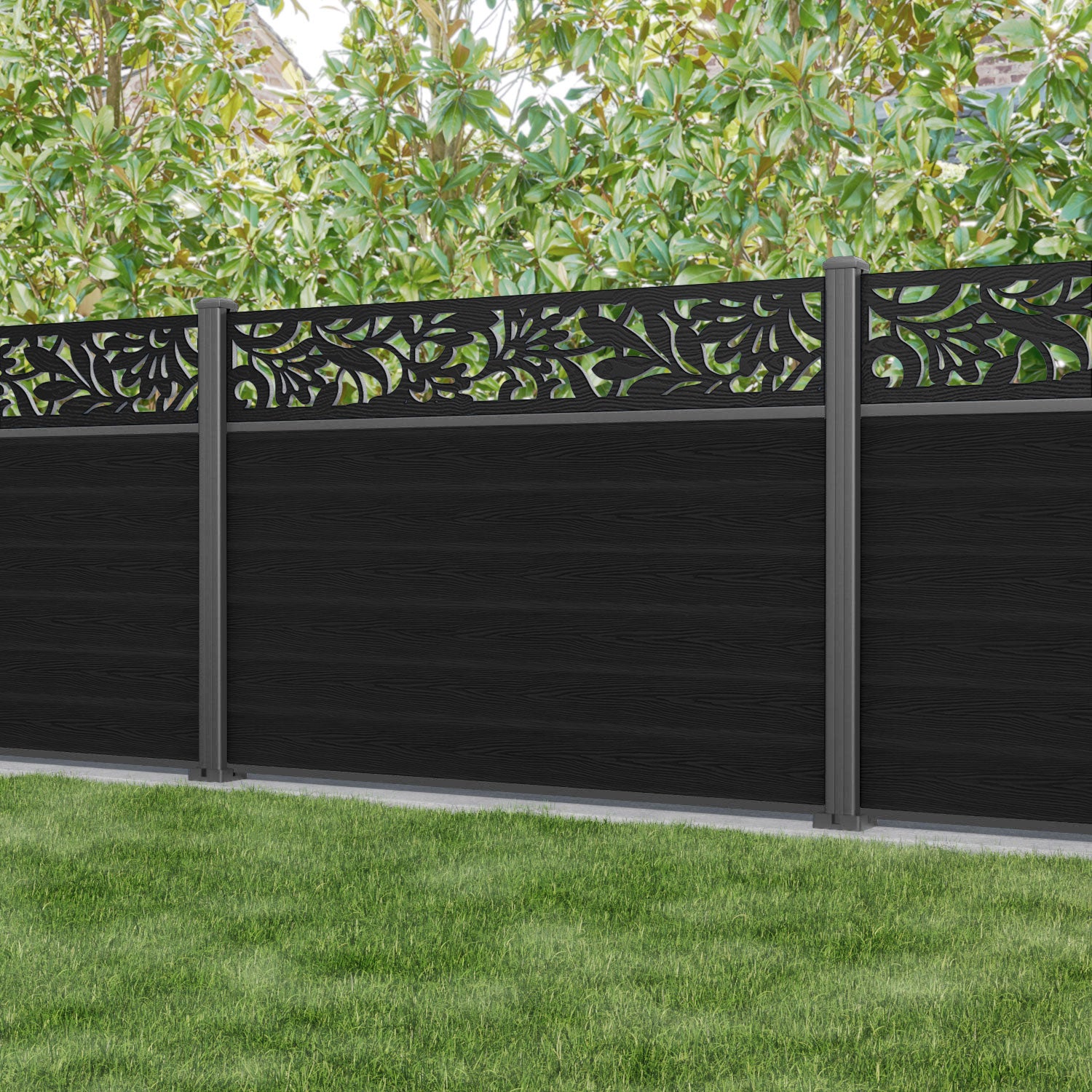 Classic Heritage Fence Panel - Black - with our aluminium posts