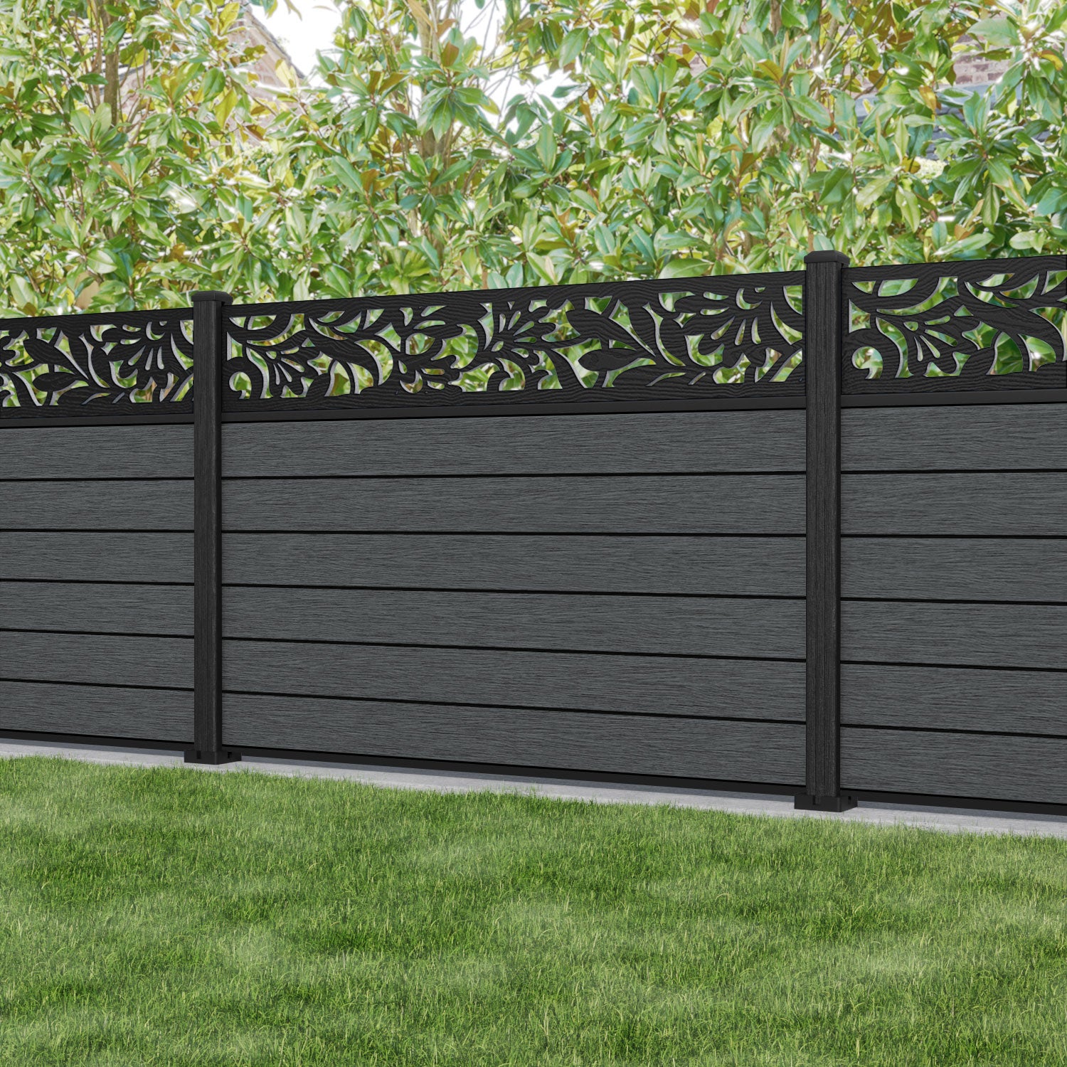 Fusion Heritage Fence Panel - Dark Grey - with our composite posts