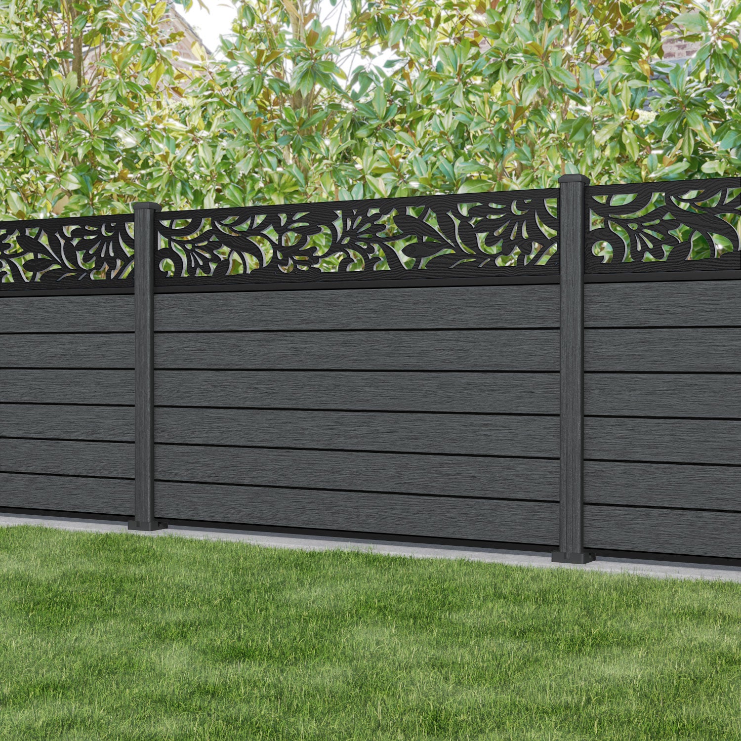 Fusion Heritage Fence Panel - Dark Grey - with our composite posts