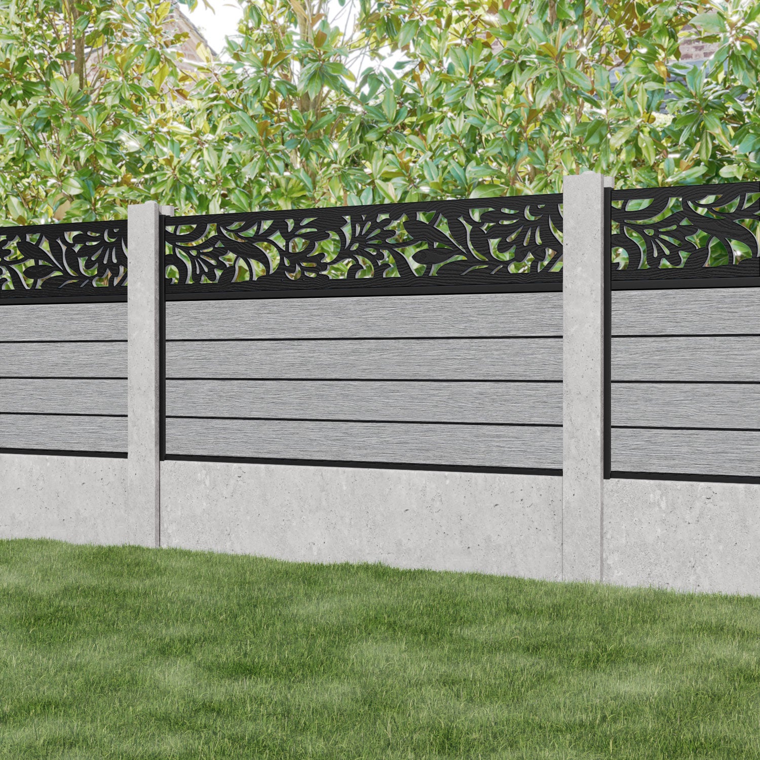 Fusion Heritage Fence Panel - Light Grey - for existing concrete posts