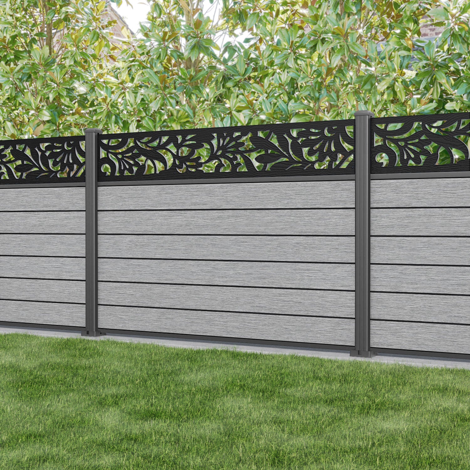 Fusion Heritage Fence Panel - Light Grey - with our aluminium posts