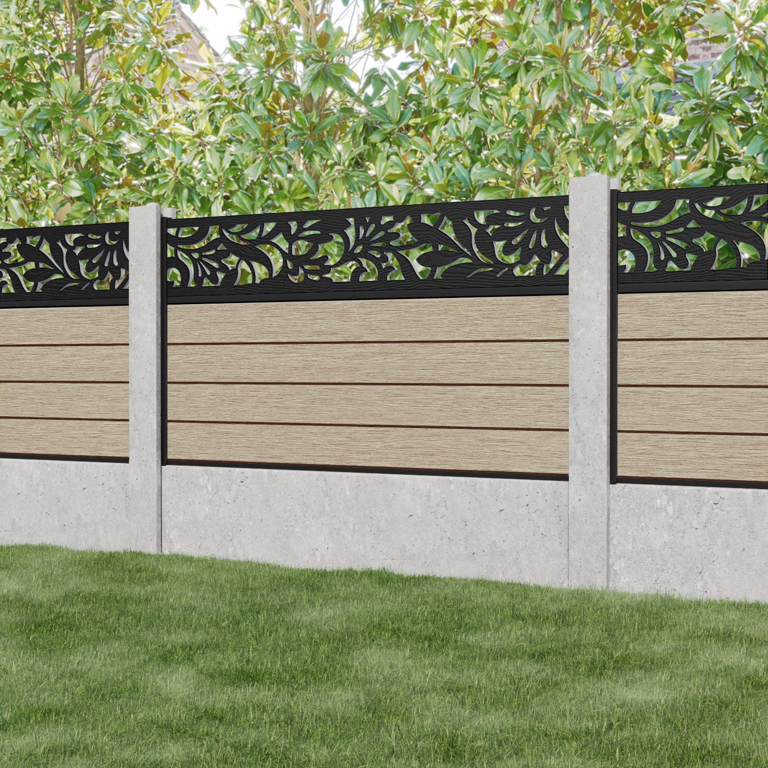 Fusion Heritage Fence Panel - Light Oak - for existing concrete posts